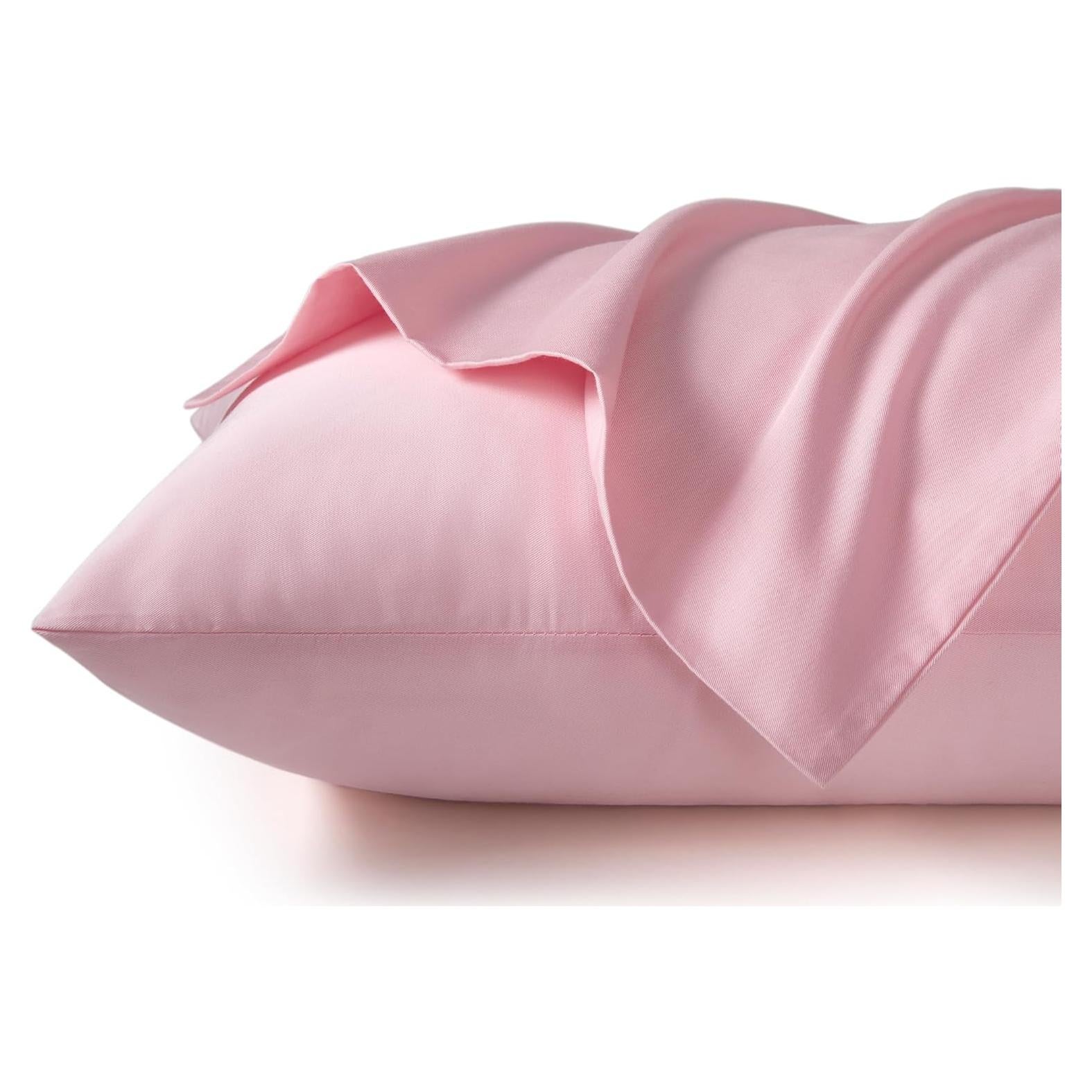 Fundas de Almohada TILLYOU para Niños 100% Algodón Rosa Claro - Paquete de 2