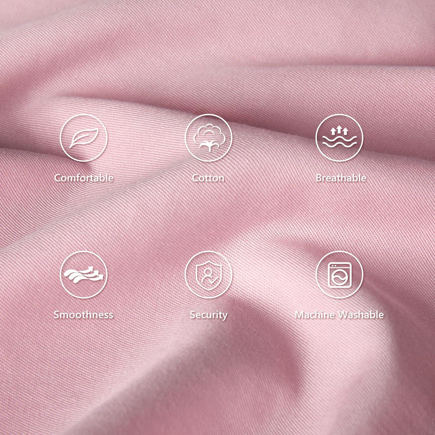 Fundas de Almohada TILLYOU para Niños 100% Algodón Rosa Claro - Paquete de 2