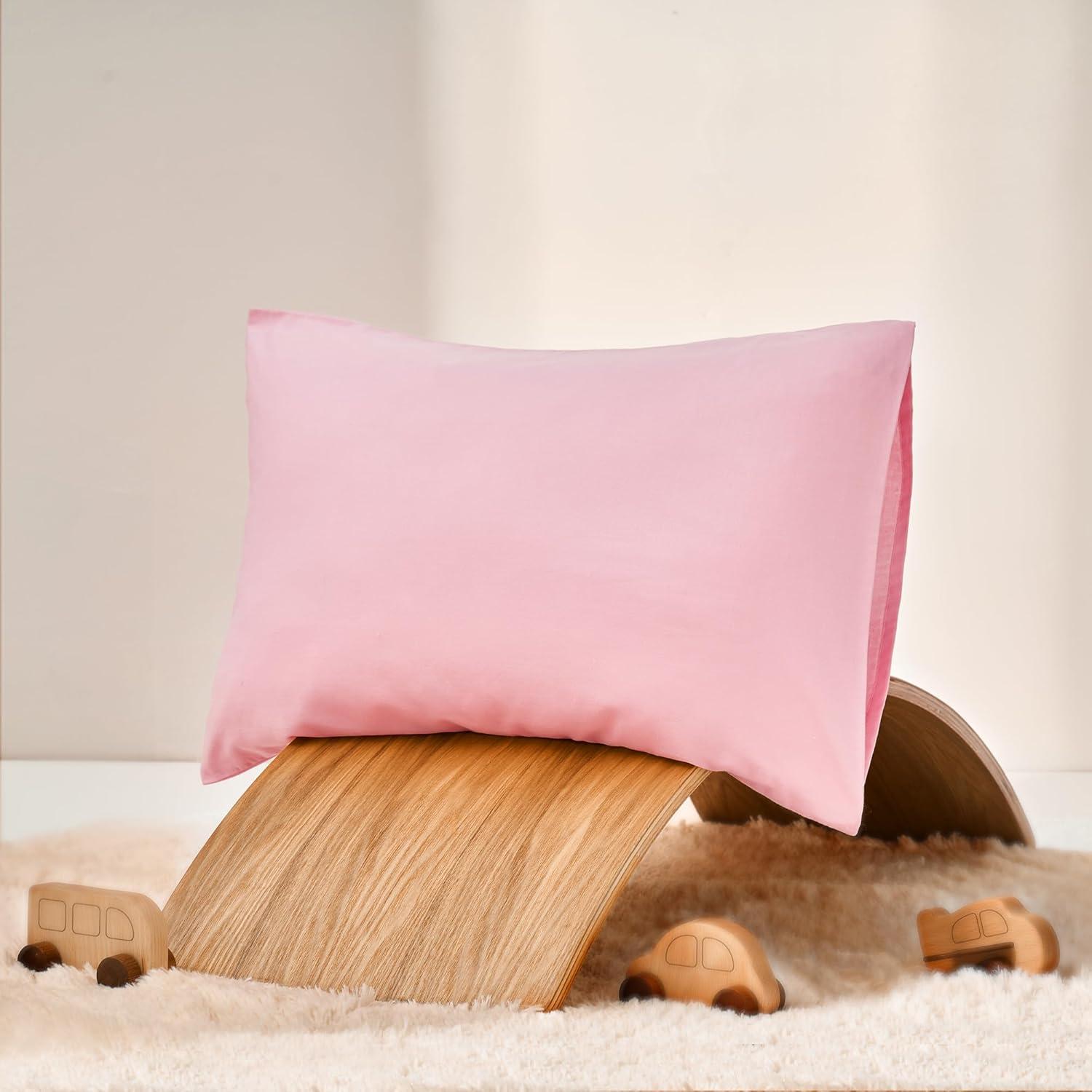 Fundas de Almohada TILLYOU para Niños 100% Algodón Rosa Claro - Paquete de 2