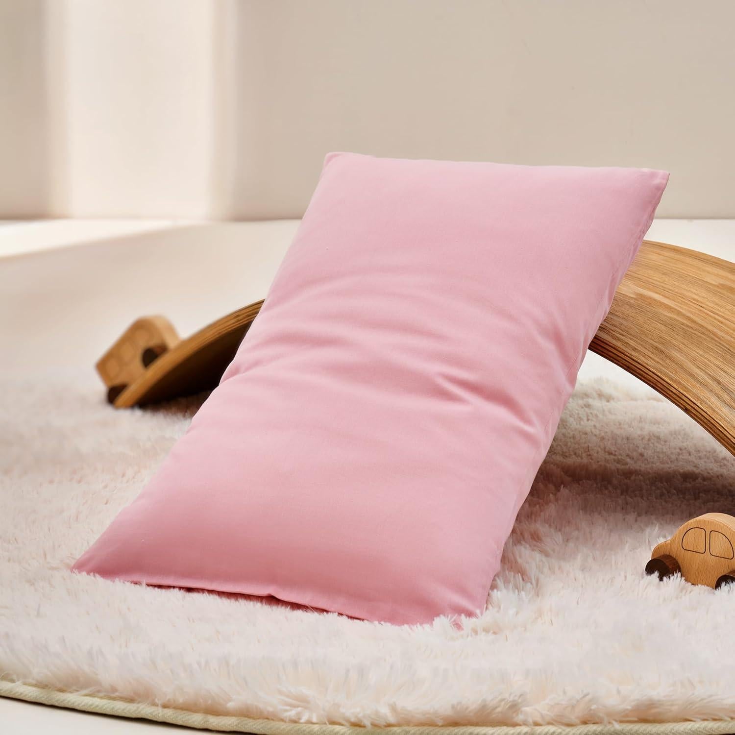 Fundas de Almohada TILLYOU para Niños 100% Algodón Rosa Claro - Paquete de 2
