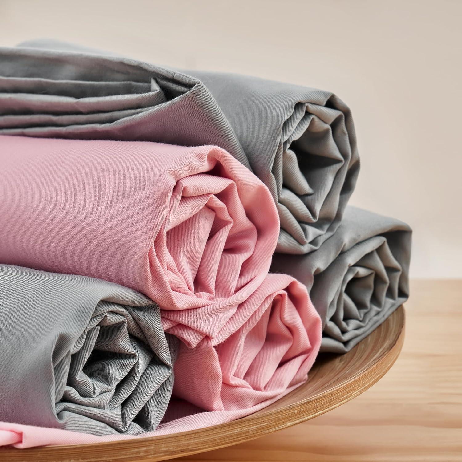 Fundas de Almohada TILLYOU para Niños 100% Algodón Rosa Claro - Paquete de 2