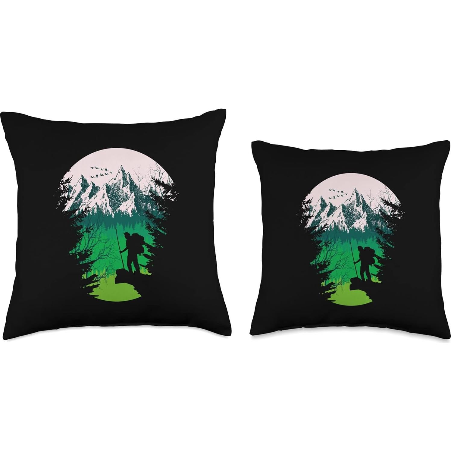 Cojín Retro de Montañas para Camping 45x45 cm Conjunto Trekkeros