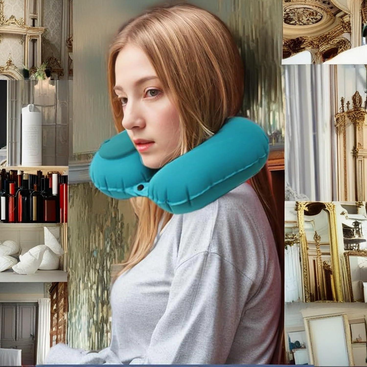 Almohada Inflable Ergonómica Sealjoyous - 2 Piezas para Viaje