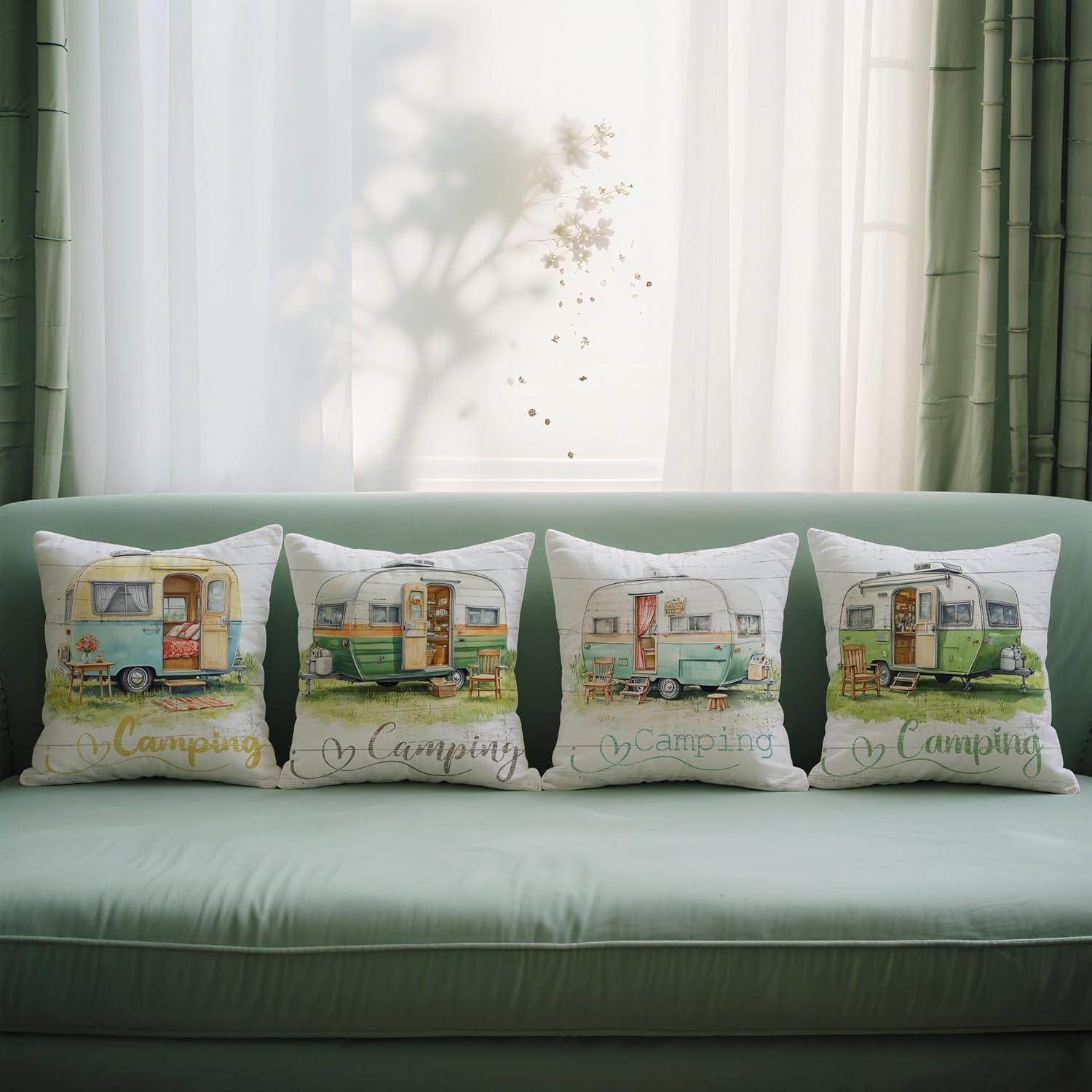 Fundas de Almohada Decorativas Soothirty 45x45 cm Set de 4 Lino