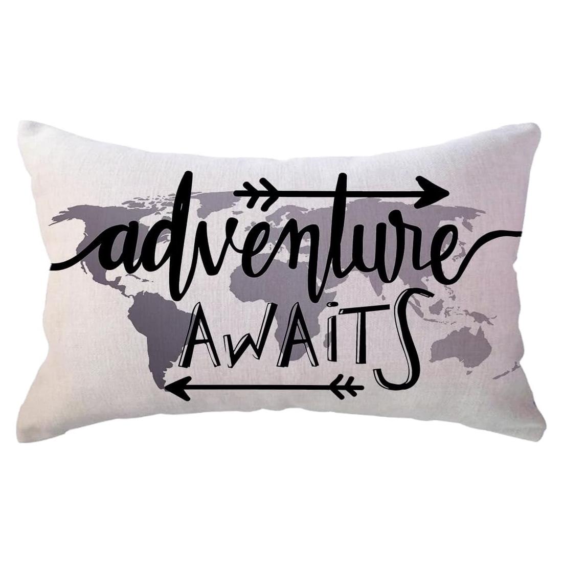 Cubierta de Cojín Lumbar ULOVE 30x50 cm Mapa Mundial Gris