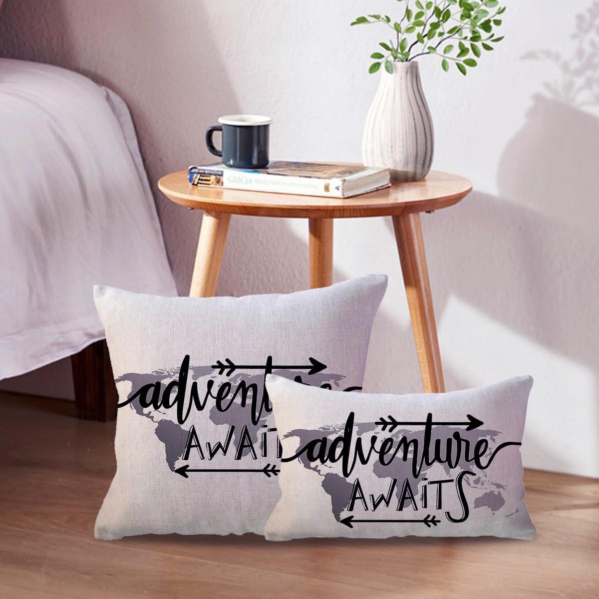 Cubierta de Cojín Lumbar ULOVE 30x50 cm Mapa Mundial Gris