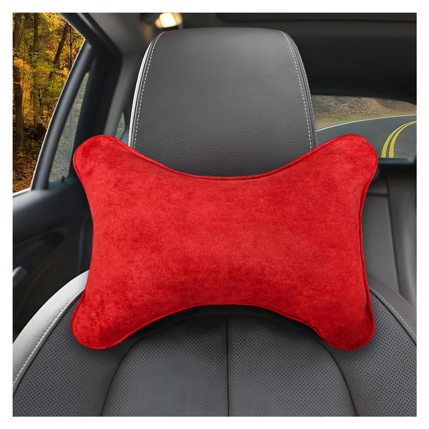 Almohada de Cuello para Auto DXNQ Roja, Suave y Ergonómica