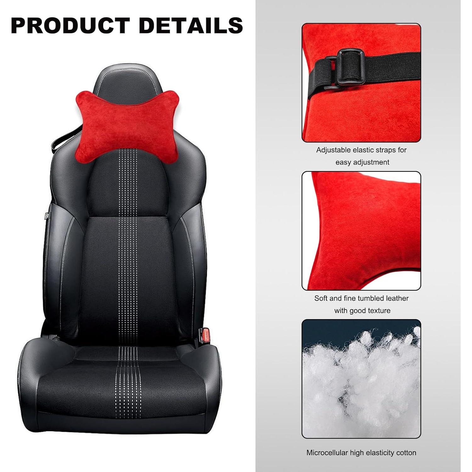 Almohada de Cuello para Auto DXNQ Roja, Suave y Ergonómica