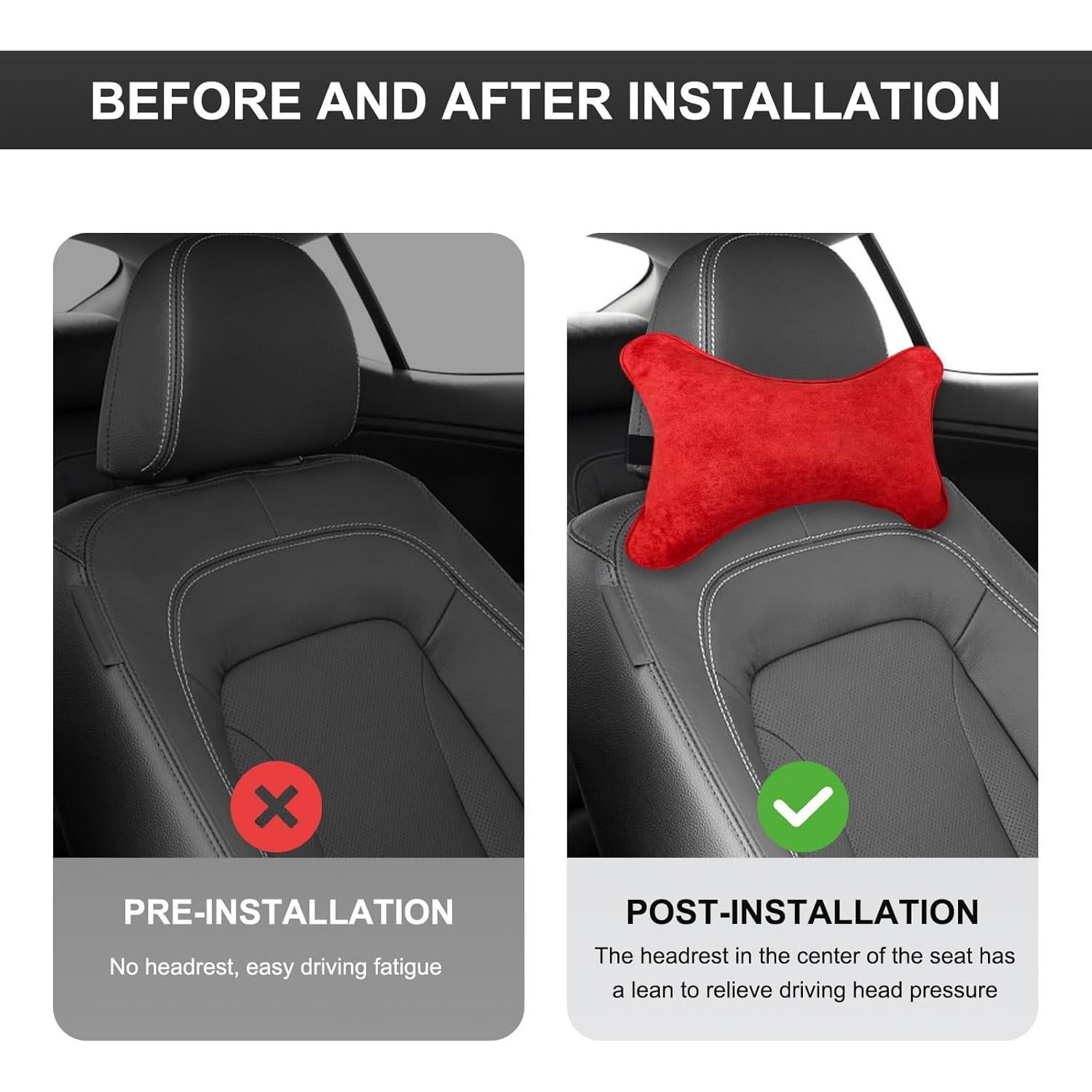 Almohada de Cuello para Auto DXNQ Roja, Suave y Ergonómica