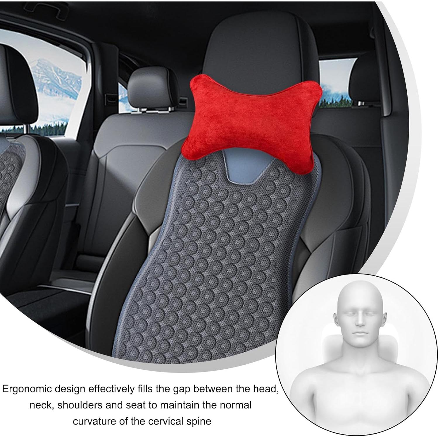 Almohada de Cuello para Auto DXNQ Roja, Suave y Ergonómica