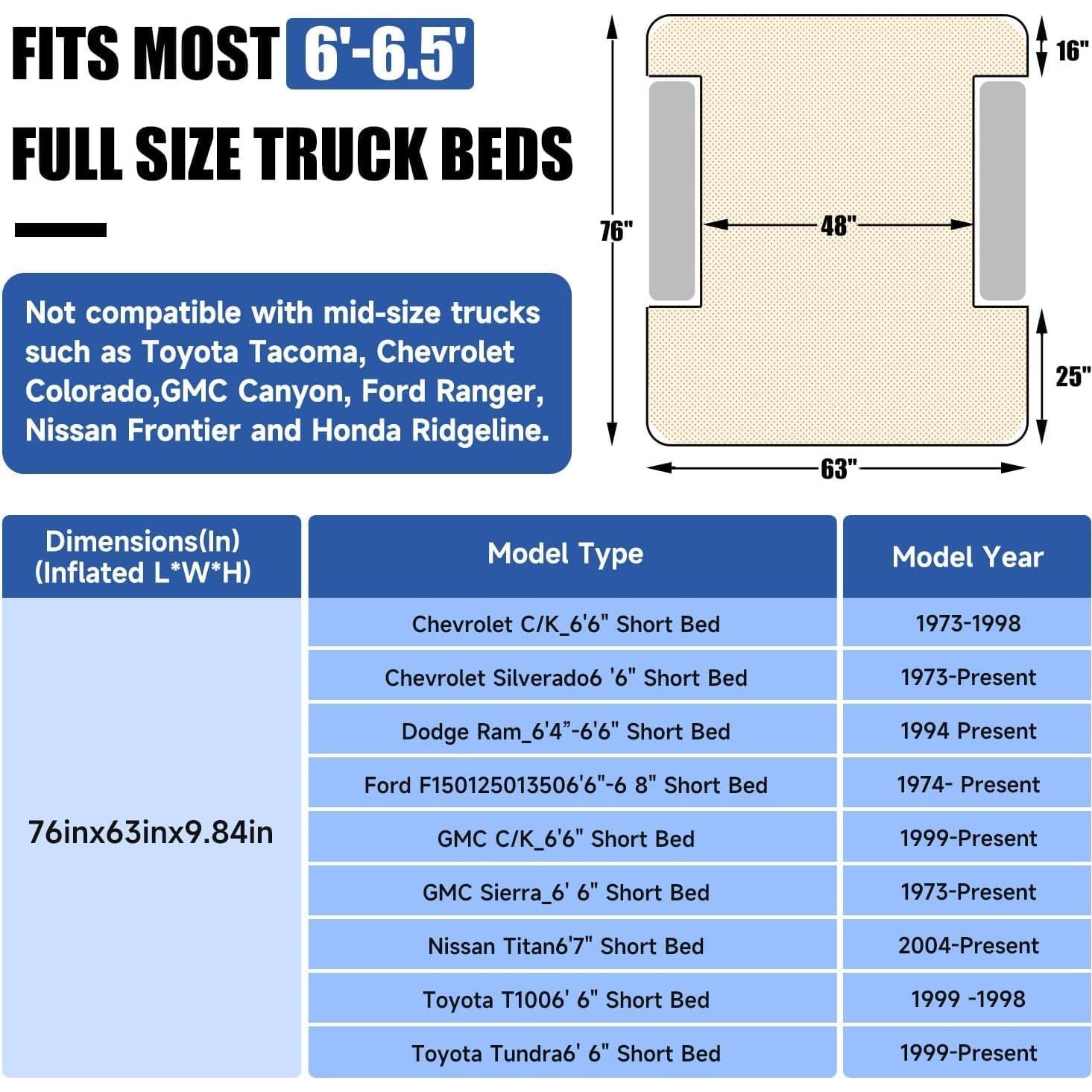 Colchón de Aire Inflable Umbrauto para Camioneta 1.83-1.98 m