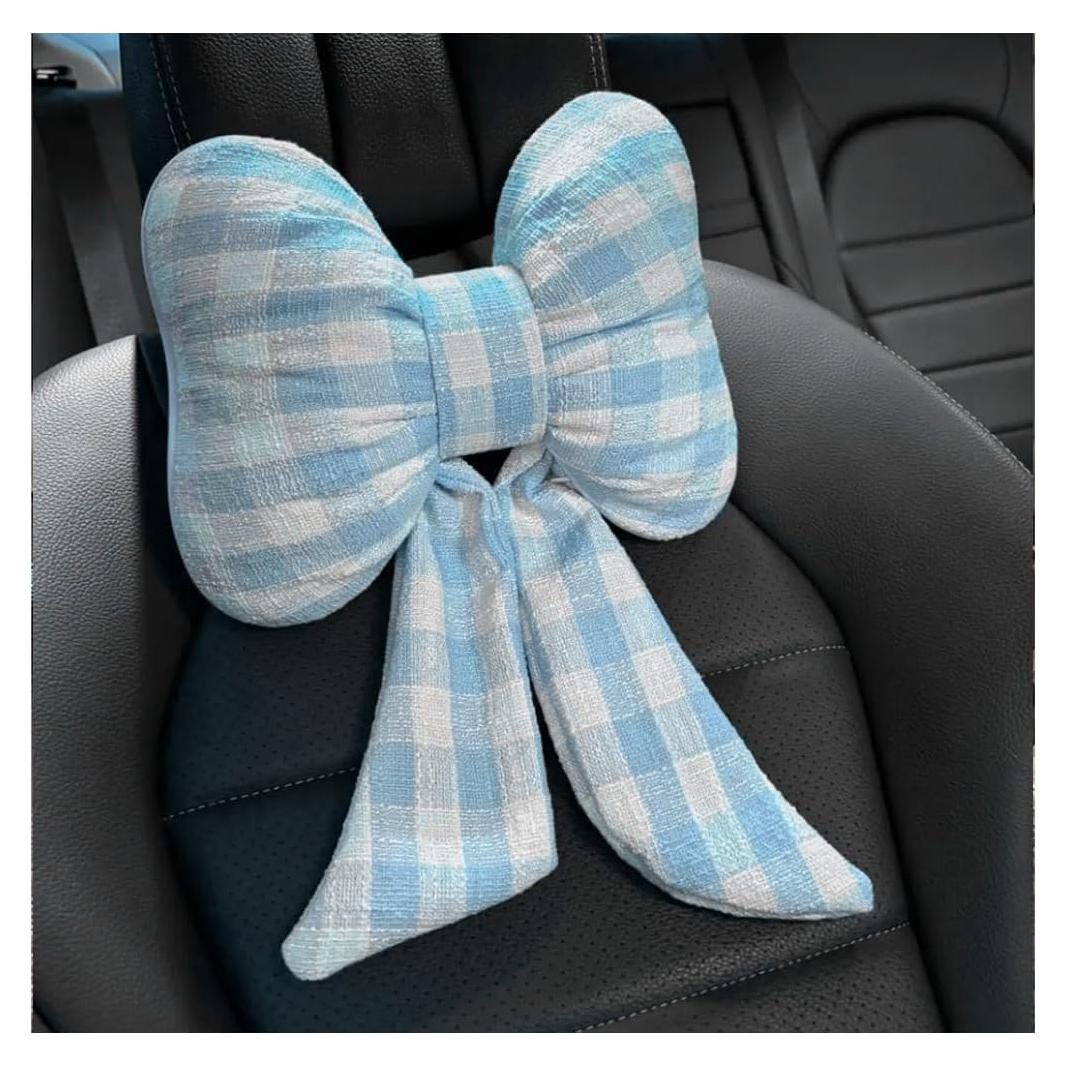 Almohada de Cuello Bittwee para Coche Ajustable Azul Cuadrícula
