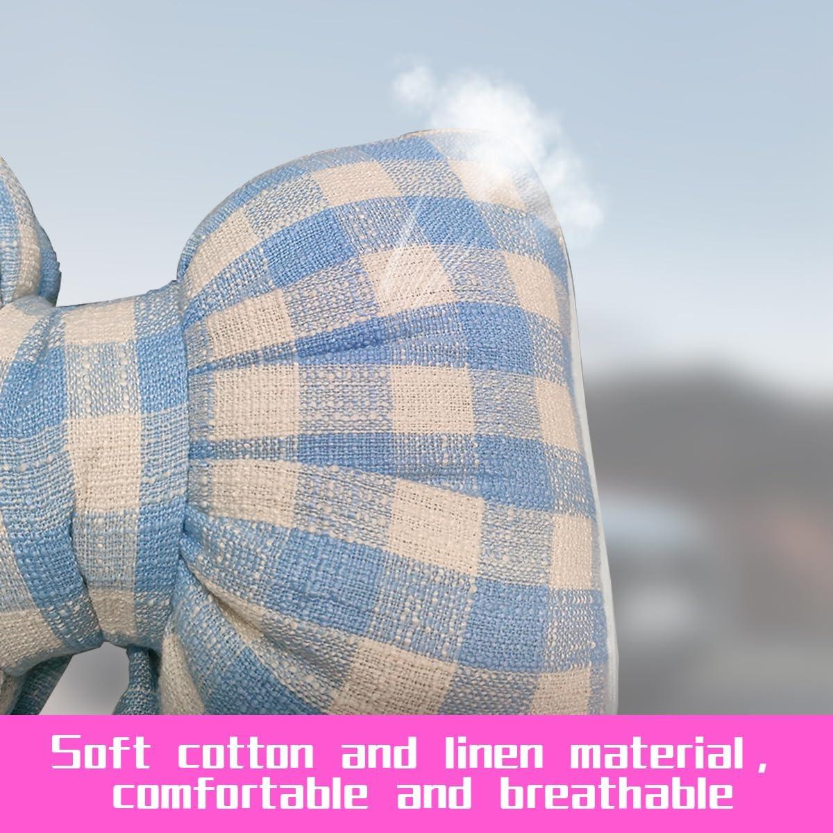 Almohada de Cuello Bittwee para Coche Ajustable Azul Cuadrícula