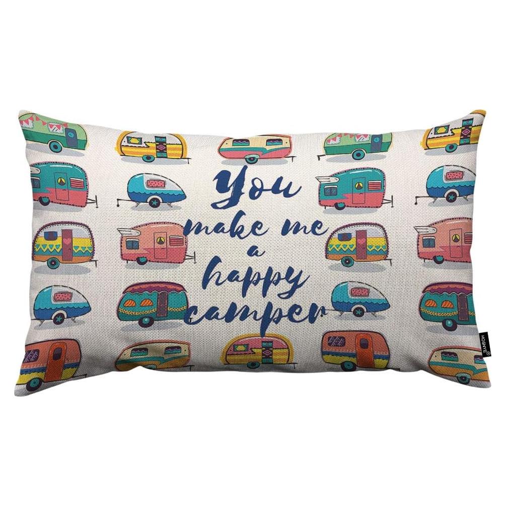 Funda de Cojín HOSNYE Camper Van 30 x 50 cm Lino Decorativa