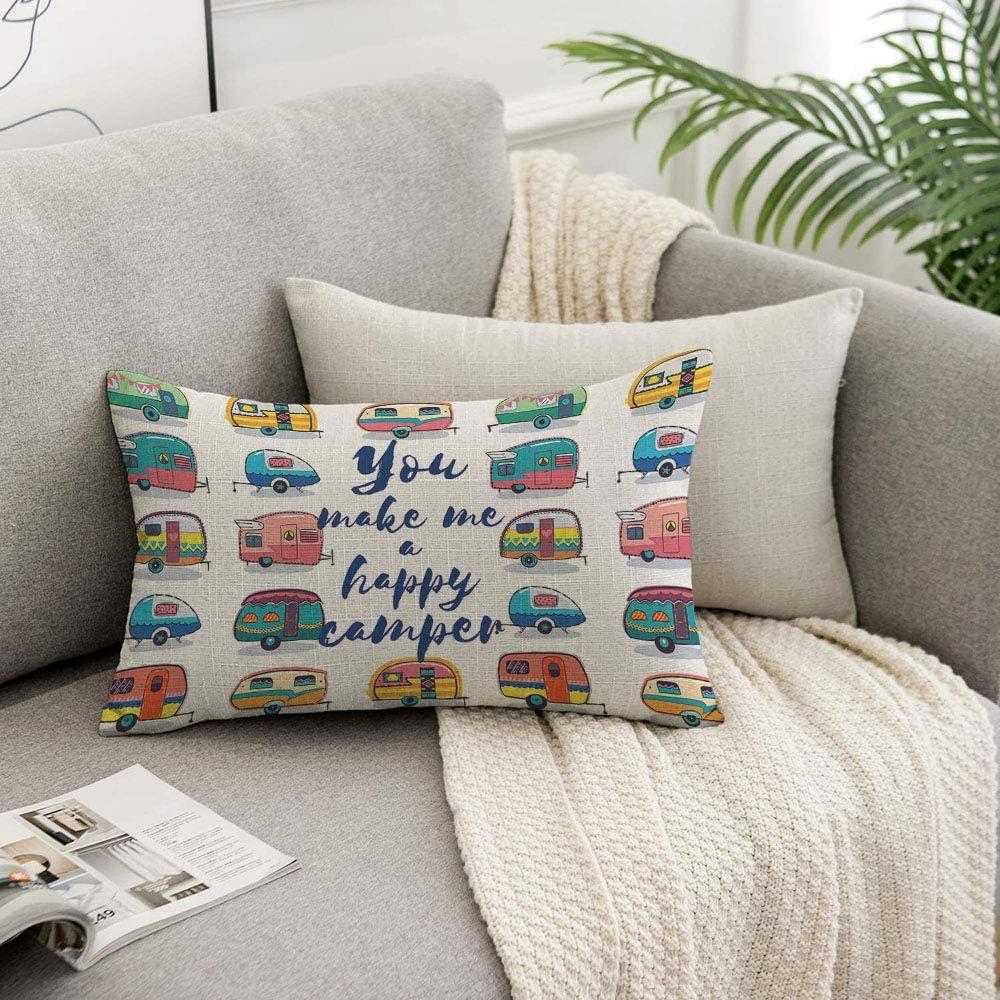 Funda de Cojín HOSNYE Camper Van 30 x 50 cm Lino Decorativa