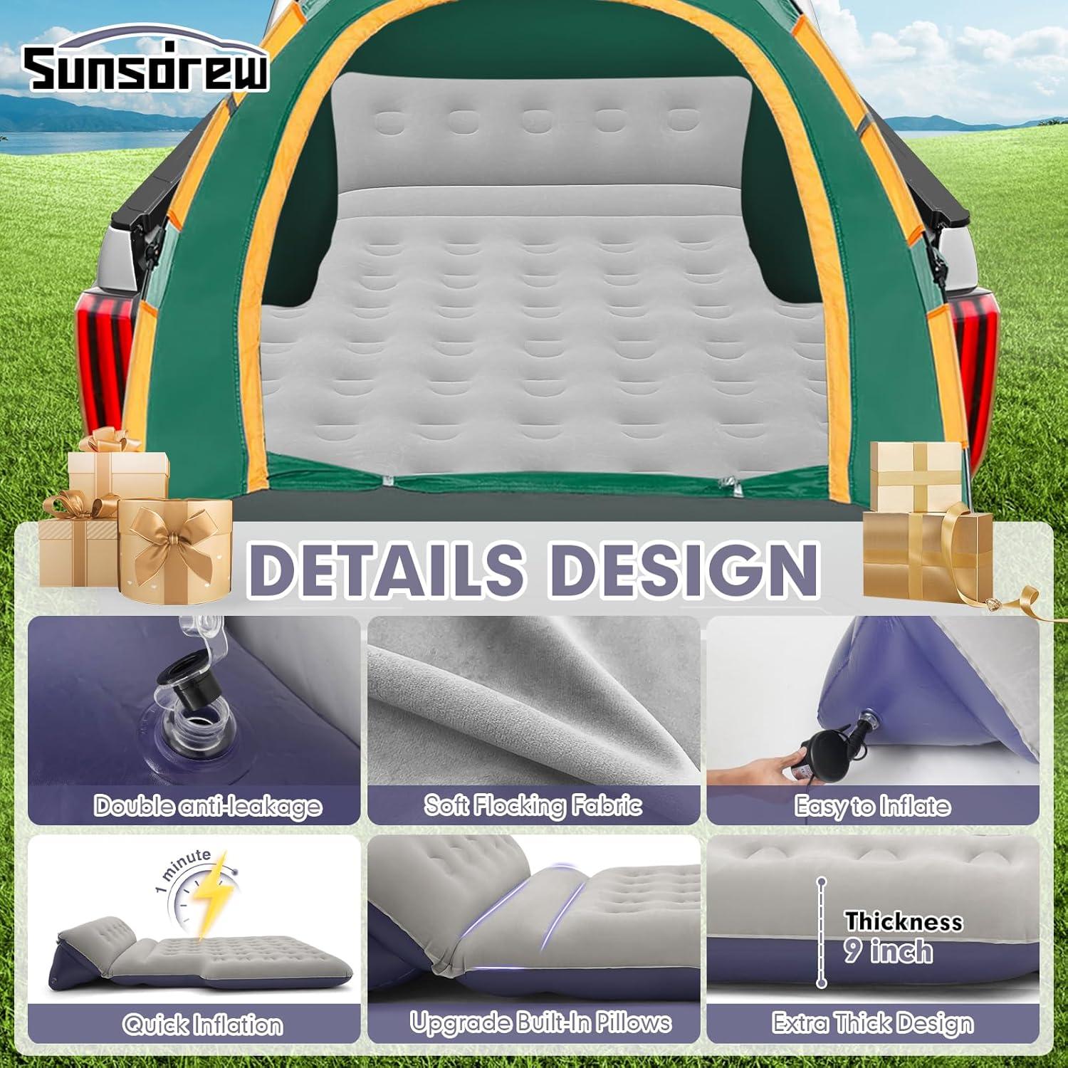 Colchón de Aire Sunsdrew para Camiones 5.5-6.5 pies con Almohada