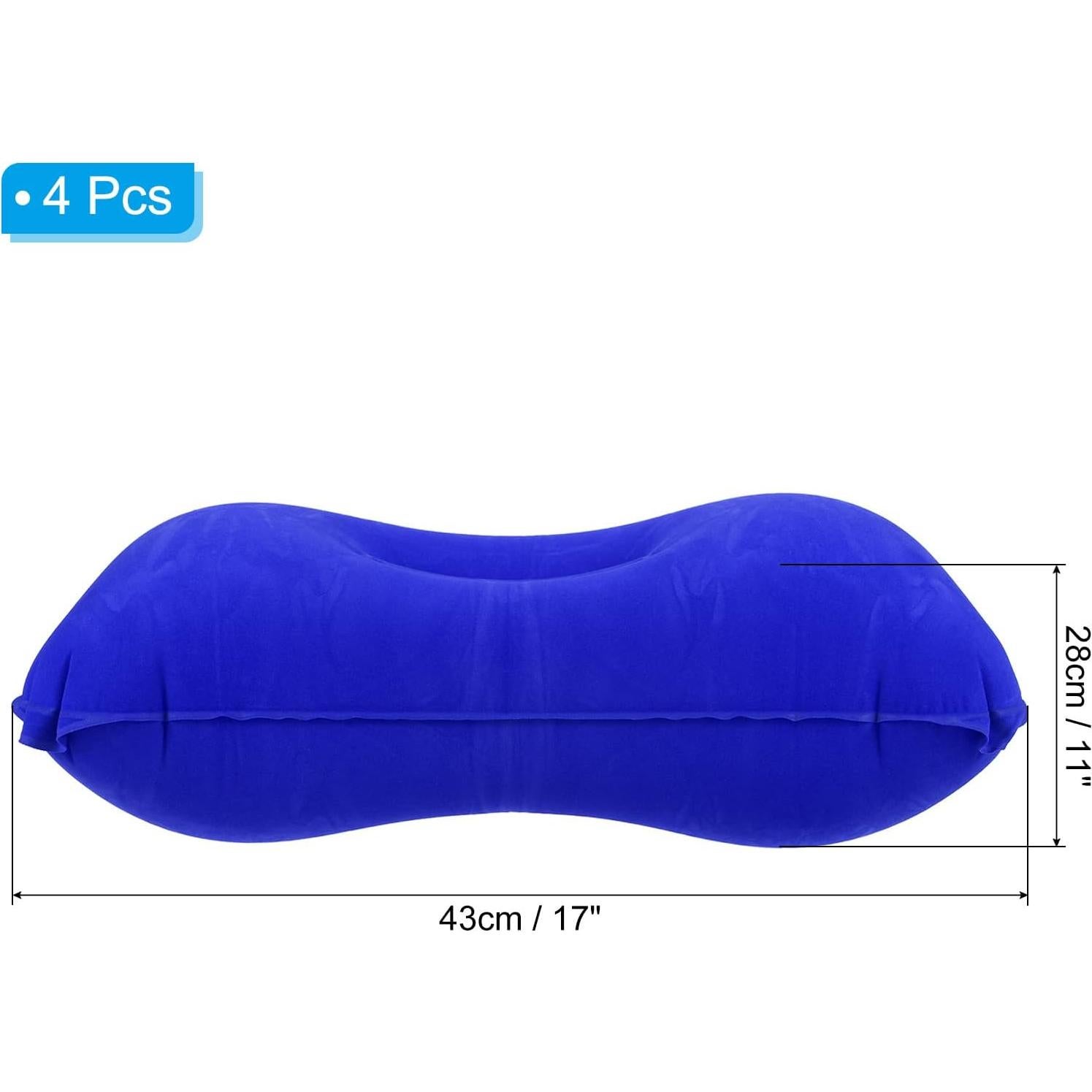 Almohada Inflable PATIKIL 4 Piezas Camping Soporte Cuello Azul