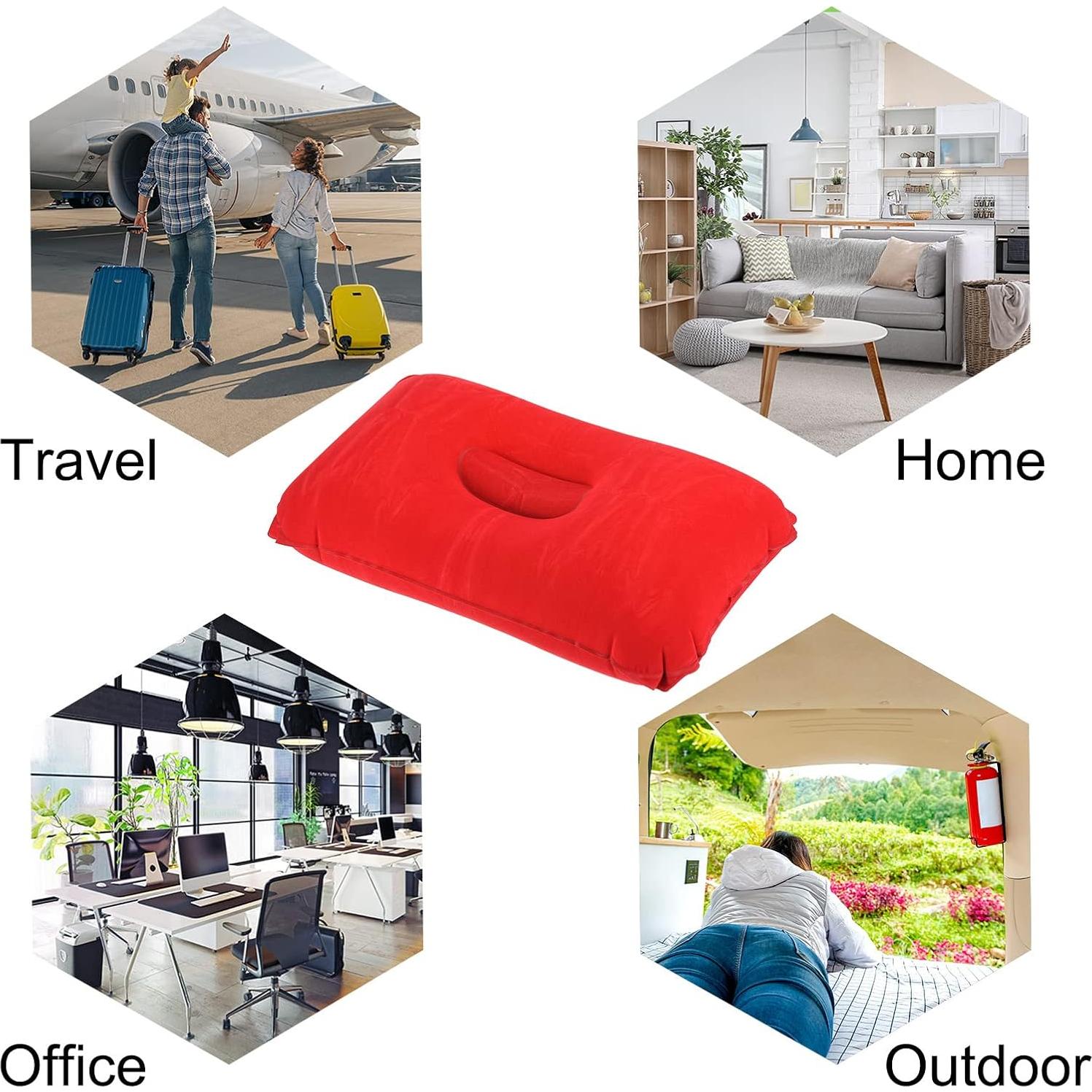 Almohada Inflable PATIKIL 4 Piezas Camping Soporte Cuello Azul