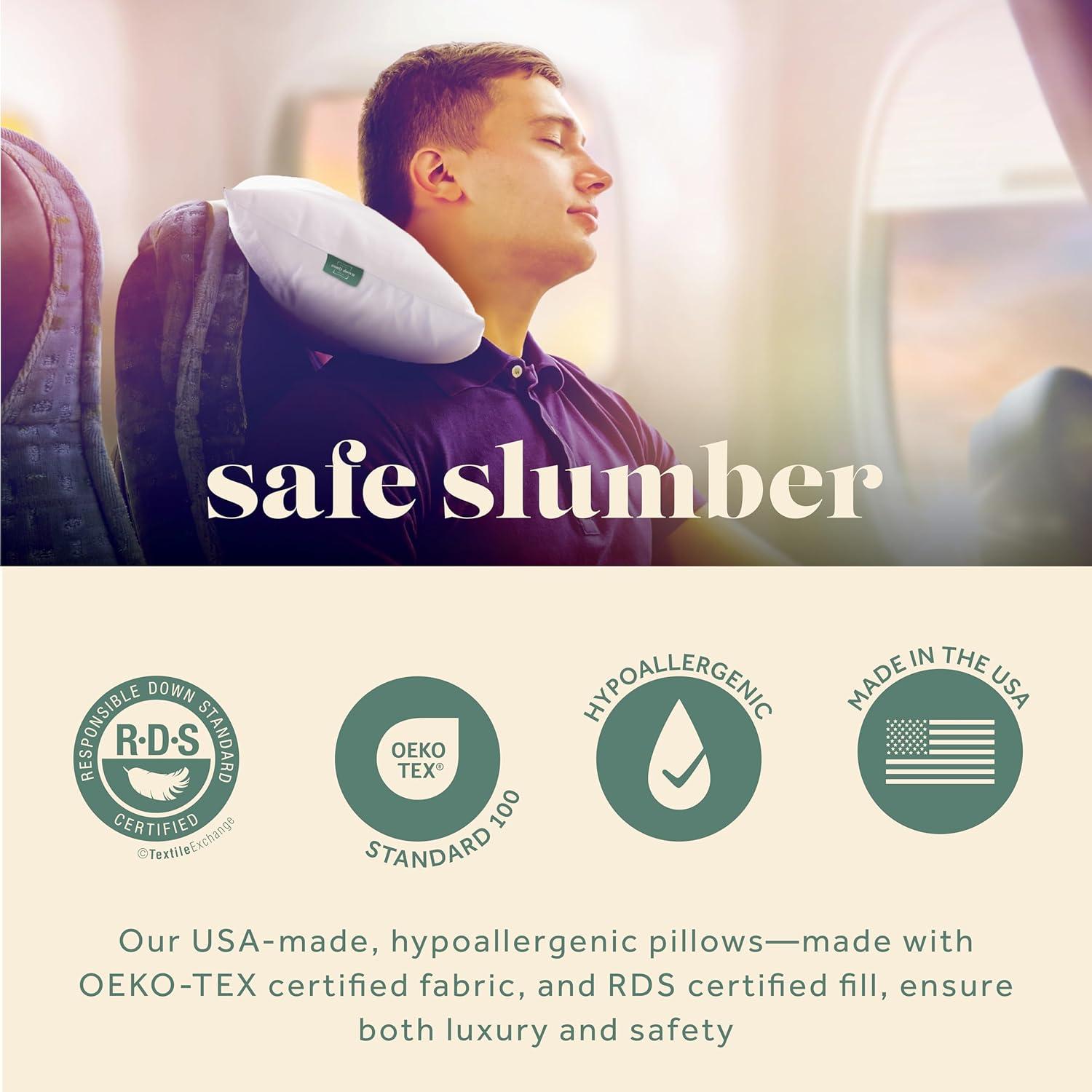 Almohada de Viaje ComfyDown Plumas de Ganso 33x46 cm