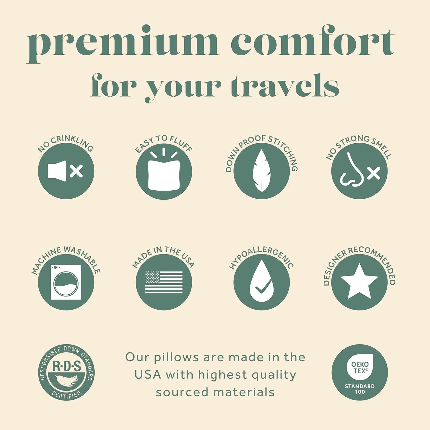 Almohada de Viaje ComfyDown Plumas de Ganso 33x46 cm