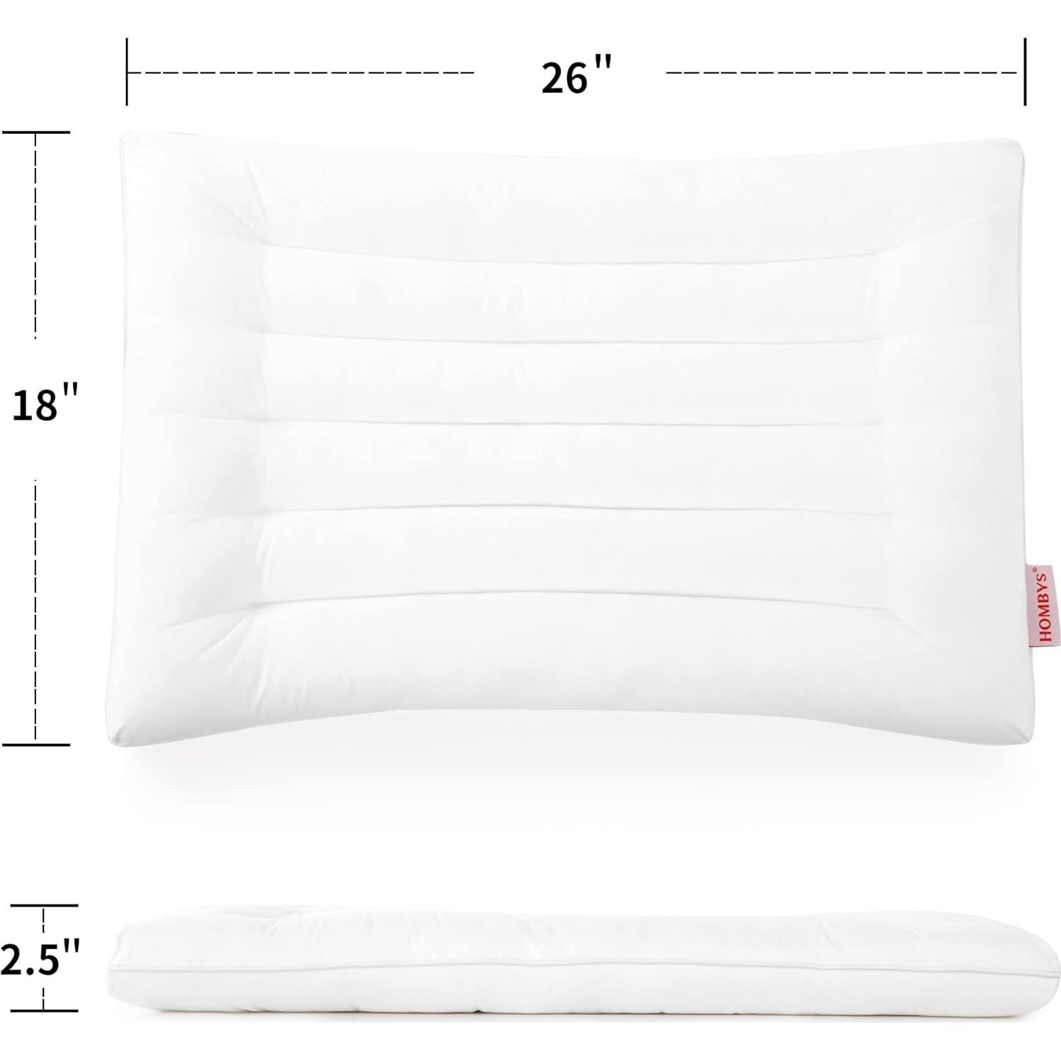 Almohada Ultra Delgada HOMBYS 100% Algodón Estándar 45.72x66.04 cm