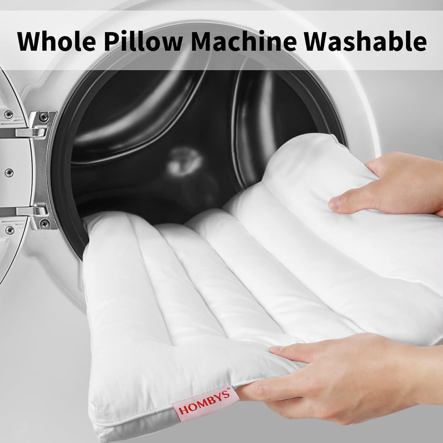 Almohada Ultra Delgada HOMBYS 100% Algodón Estándar 45.72x66.04 cm