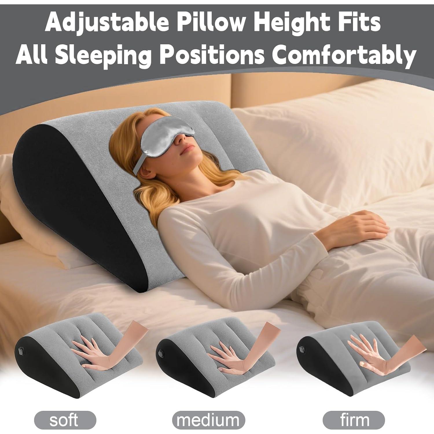 Almohada Wedge Inflable LaClover para Dormir y Viajar - Gris