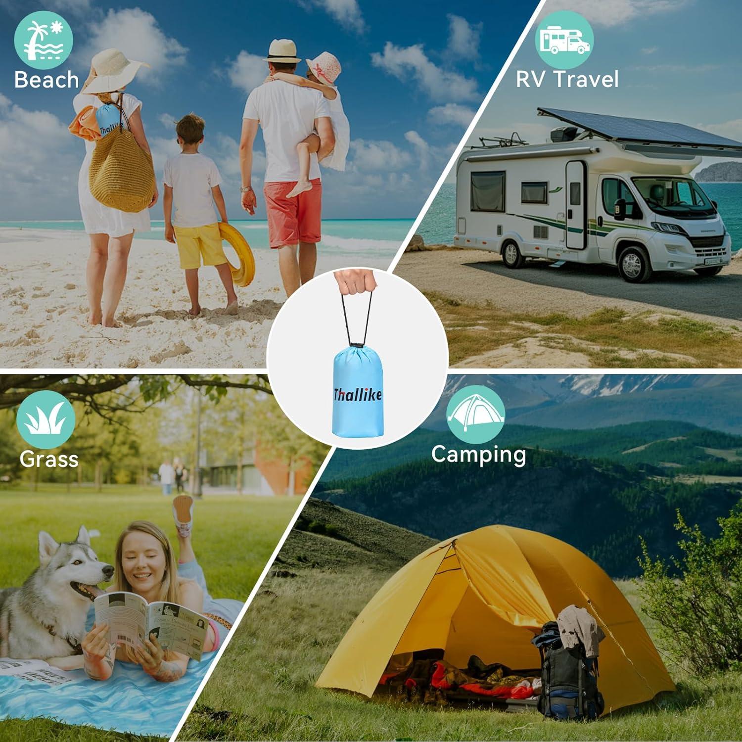 Manta de Playa Thallike Impermeable 200x210 cm con Almohada Inflable