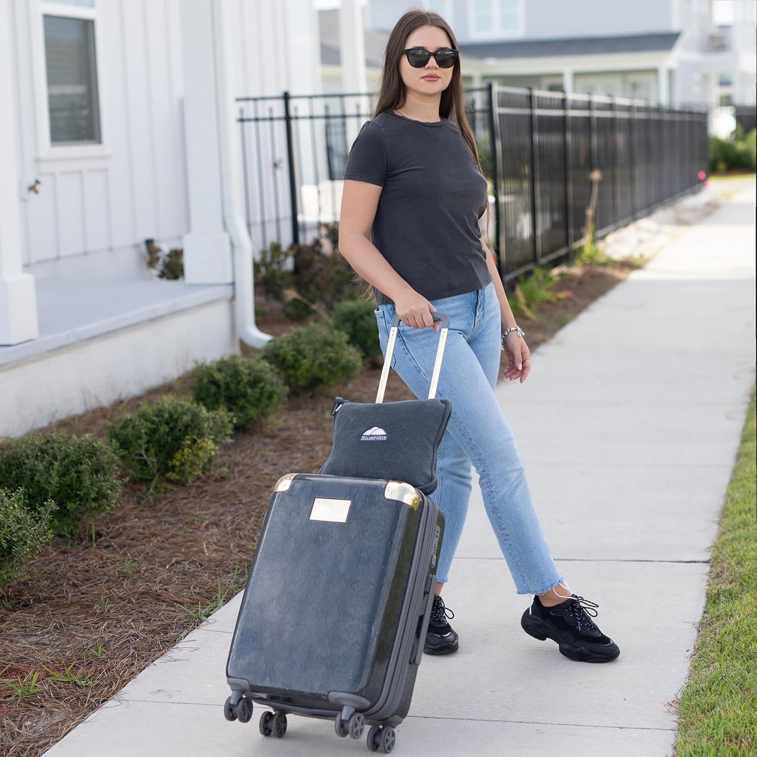 Manta de Viaje BlueHills 178x122 cm Gris con Funda y Clip