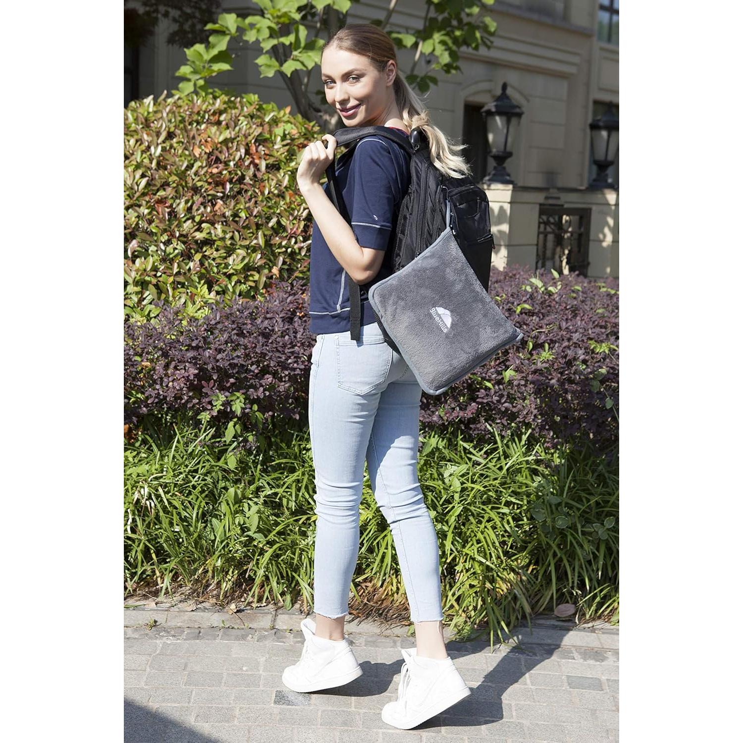 Manta de Viaje BlueHills 178x122 cm Gris con Funda y Clip