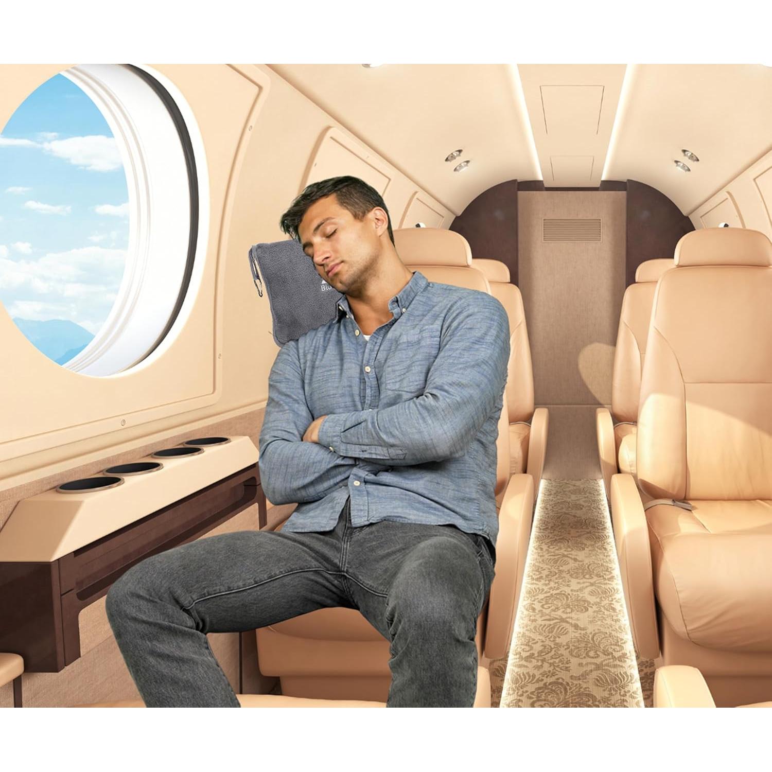 Manta de Viaje BlueHills 178x122 cm Gris con Funda y Clip