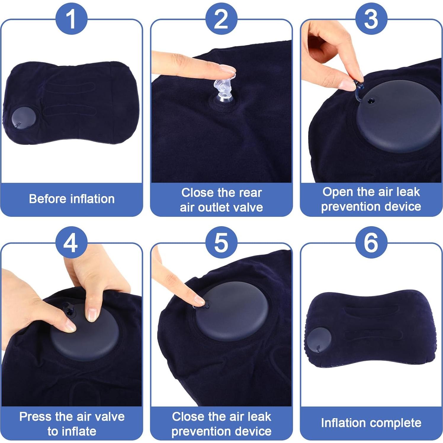 Almohadas Inflables de Camping Geelin 6 Pcs Azul Oscuro