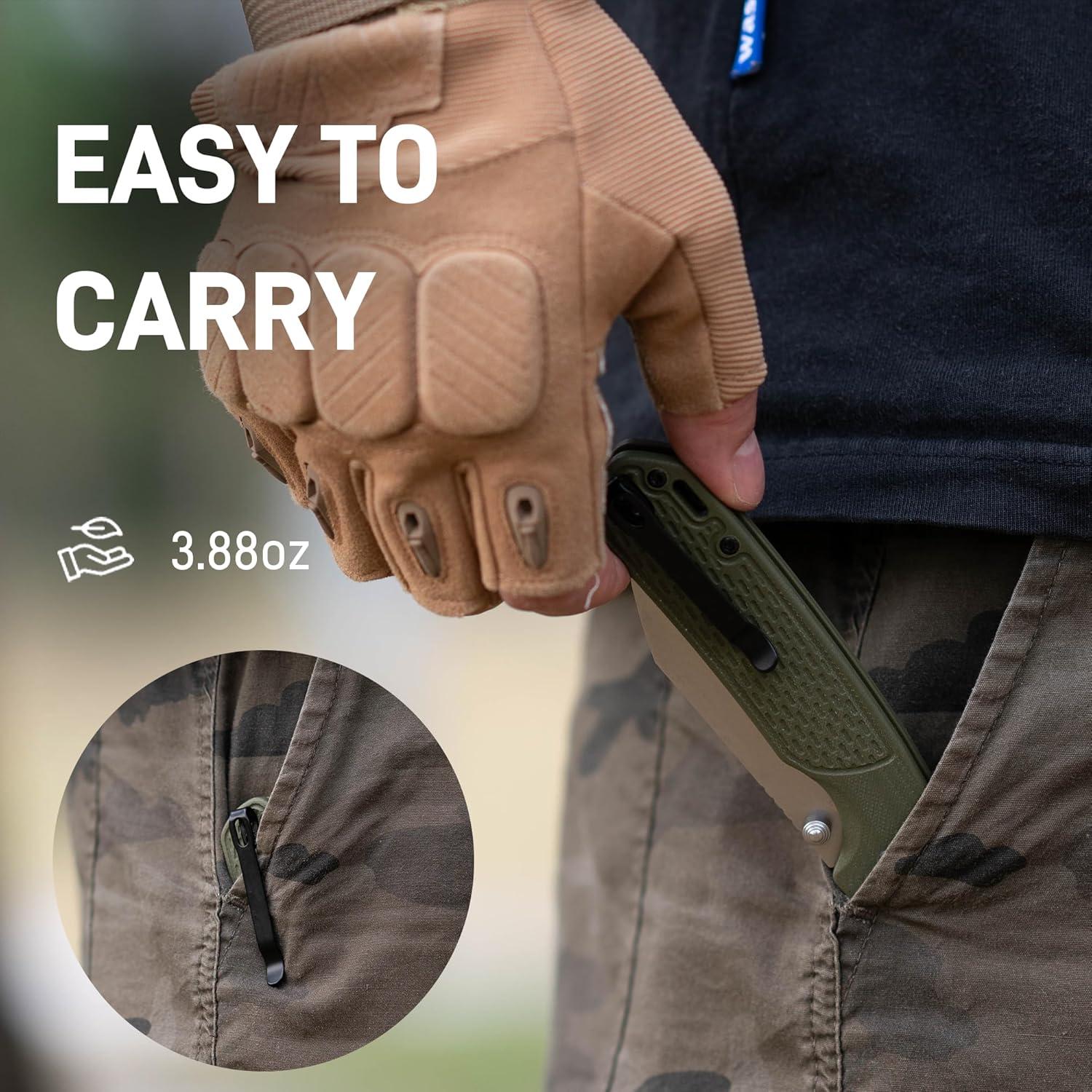 Cuchillo EDC CJRB J1945L Grande Pyrite-Light 21.4 cm Verde