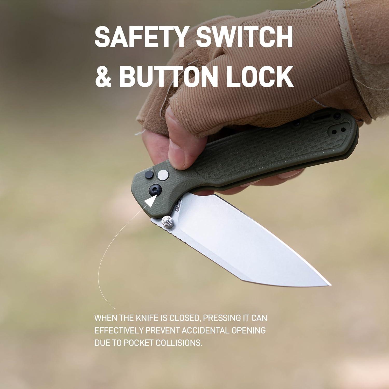 Cuchillo EDC CJRB J1945L Grande Pyrite-Light 21.4 cm Verde