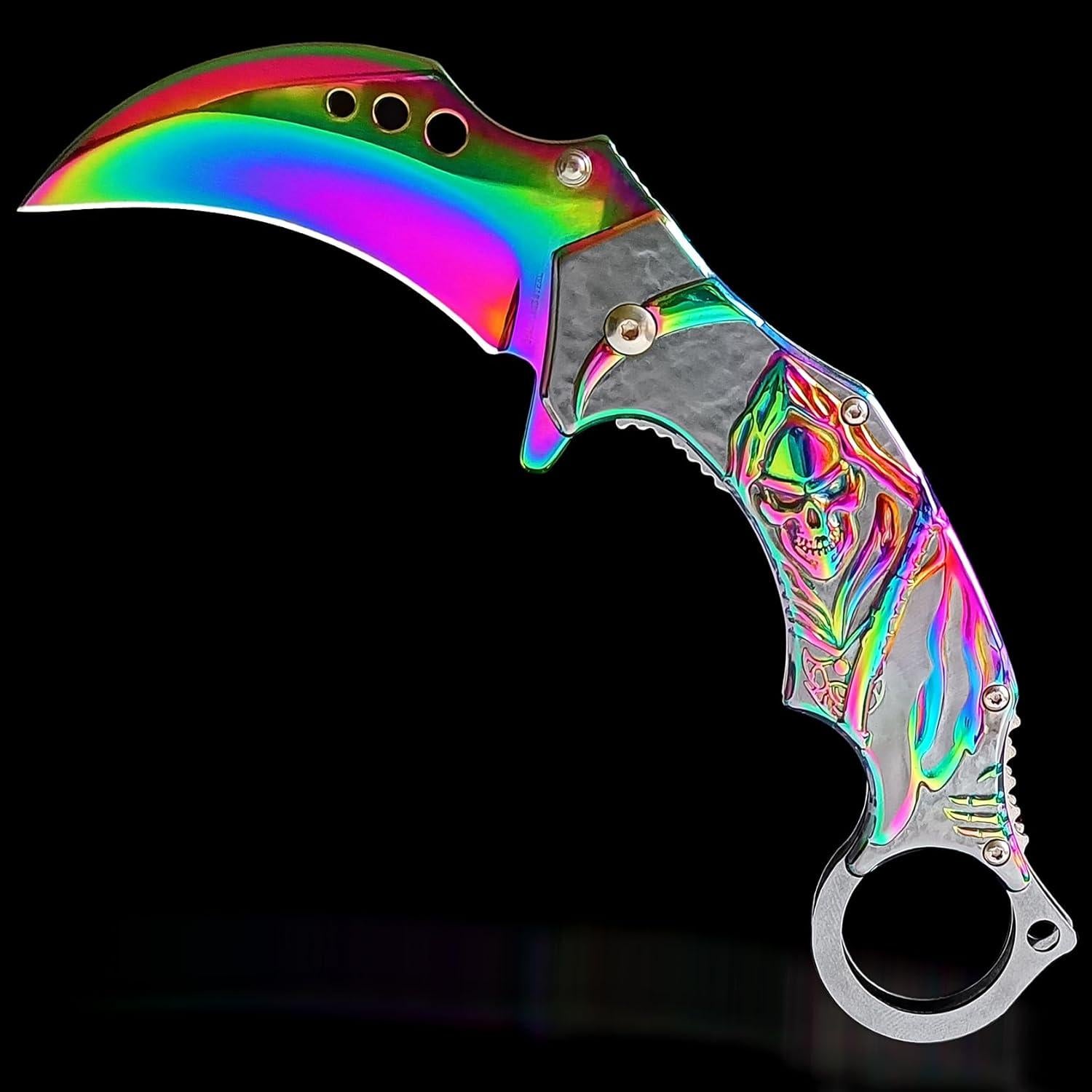 Cuchillo Plegable Vividstill Arcoíris 19.56 cm EDC Camping