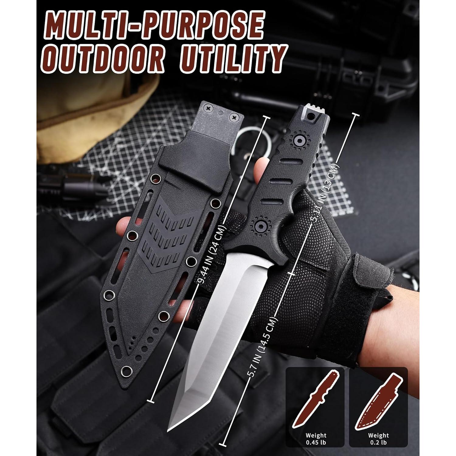 Cuchillo Táctico Fijo Cloongkf 14.48 cm Acero Inoxidable Antideslizante