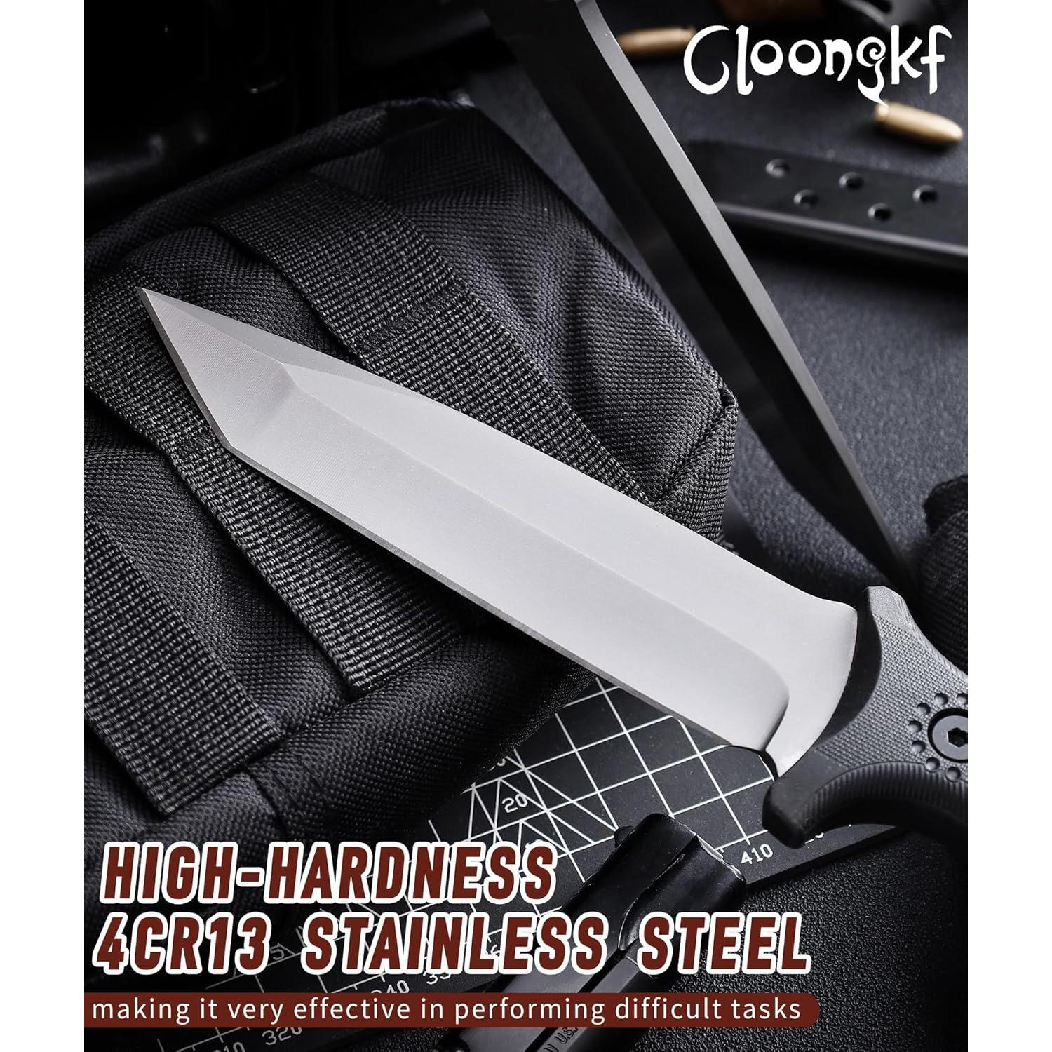 Cuchillo Táctico Fijo Cloongkf 14.48 cm Acero Inoxidable Antideslizante