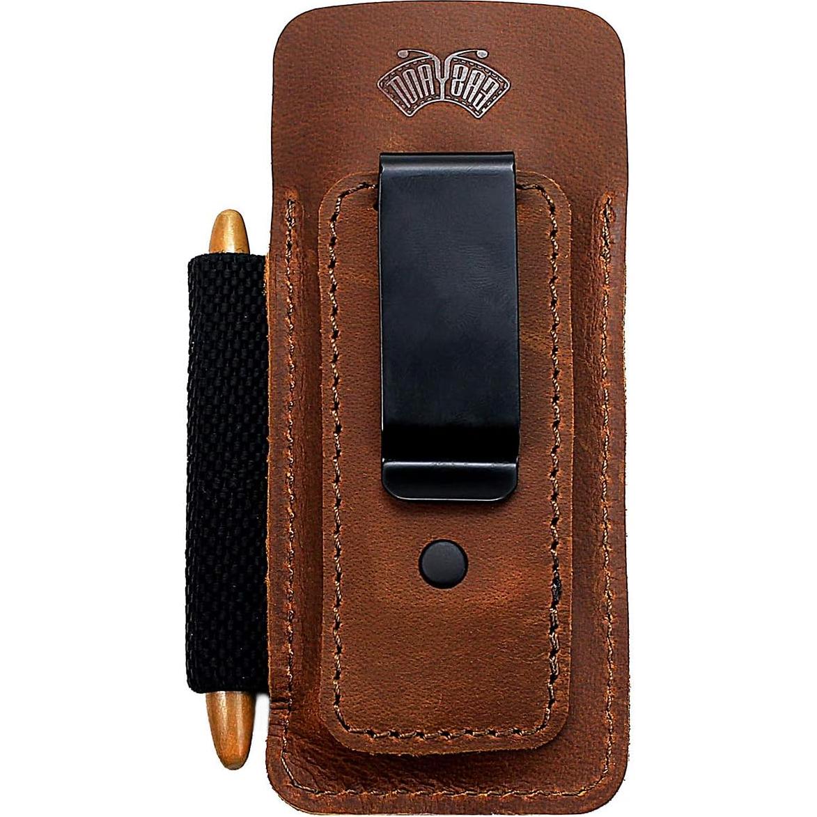 EASYANT Organizador de Piel EDC con Clip para Cinturón Marrón