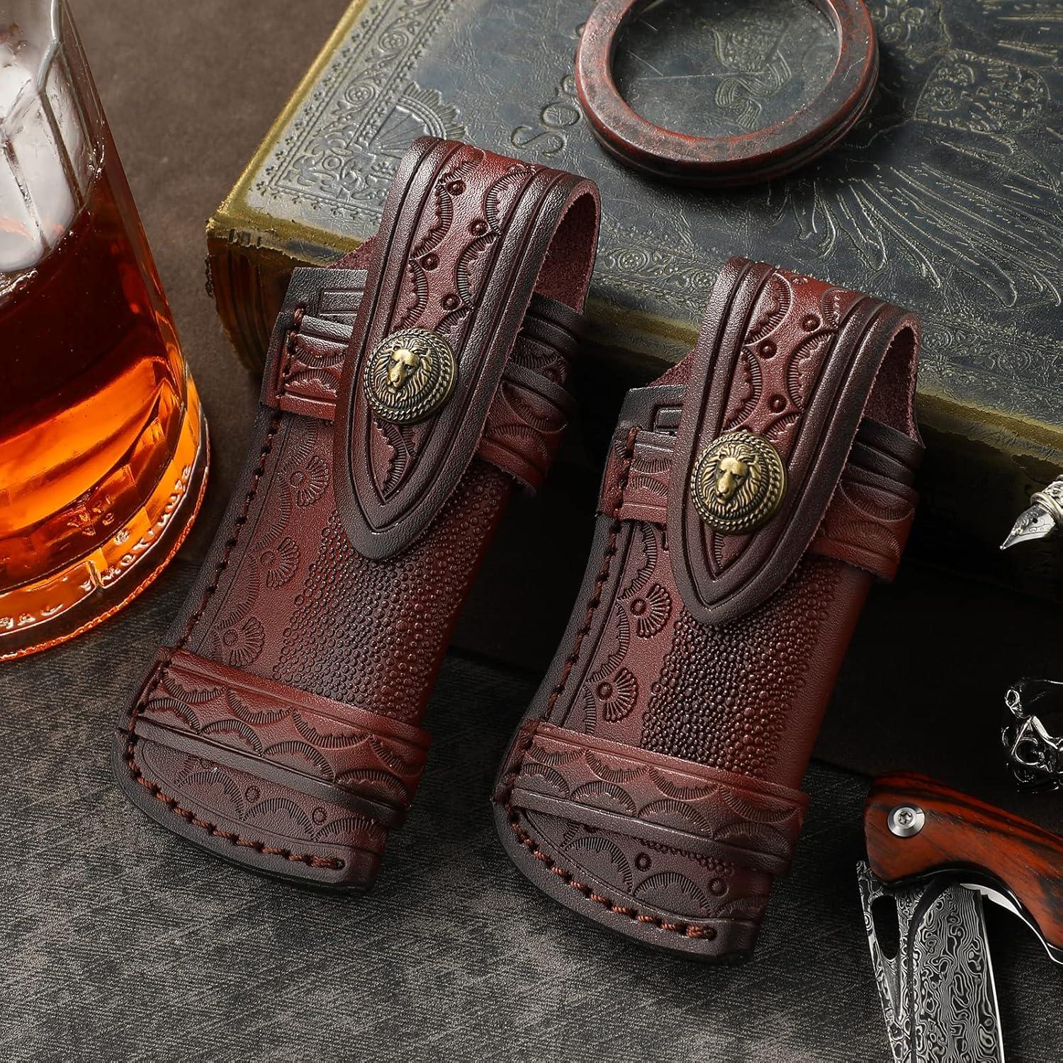 Funda de Cuchillo de Cuero Omesio Grande Marrón 15.4x6.5cm