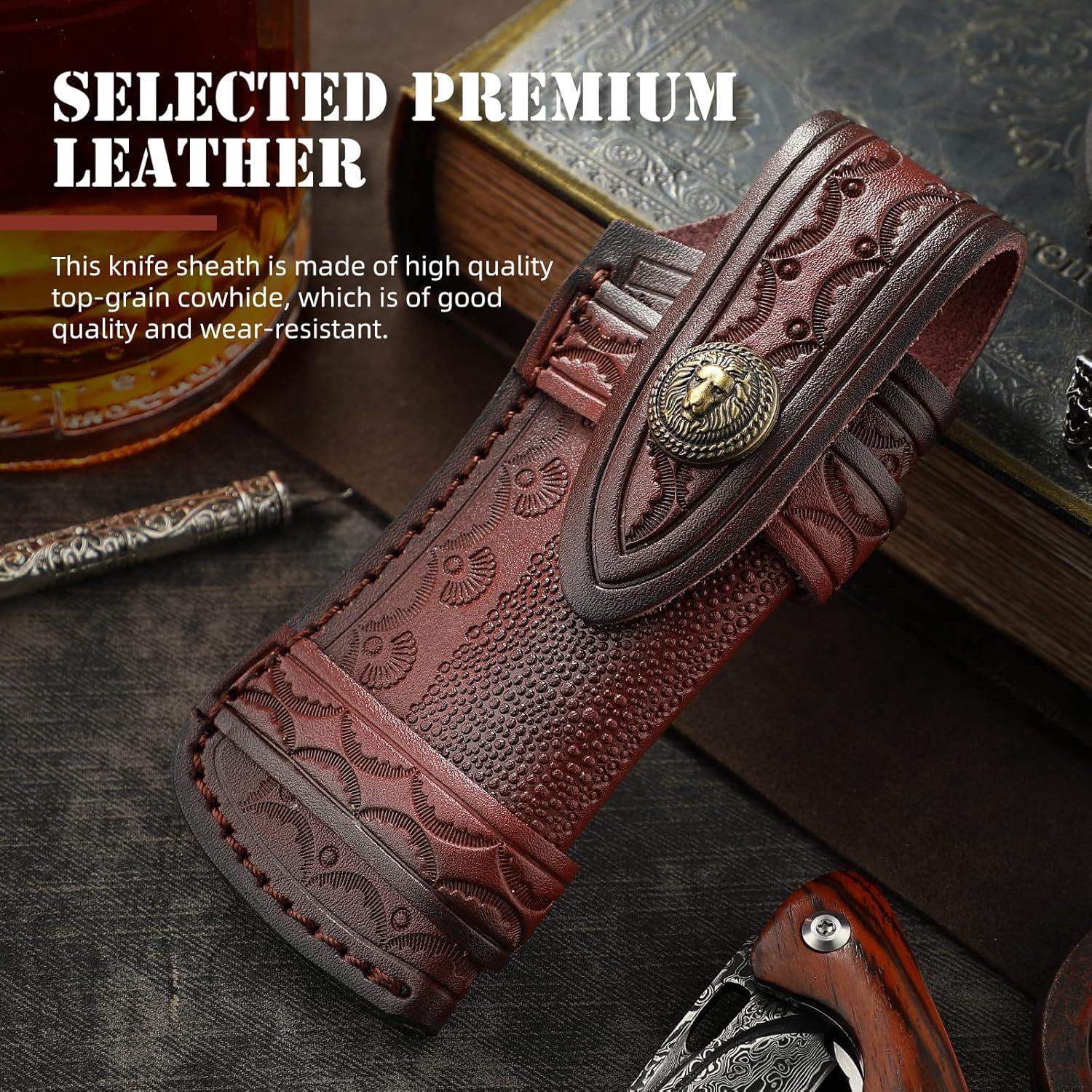 Funda de Cuchillo de Cuero Omesio Grande Marrón 15.4x6.5cm