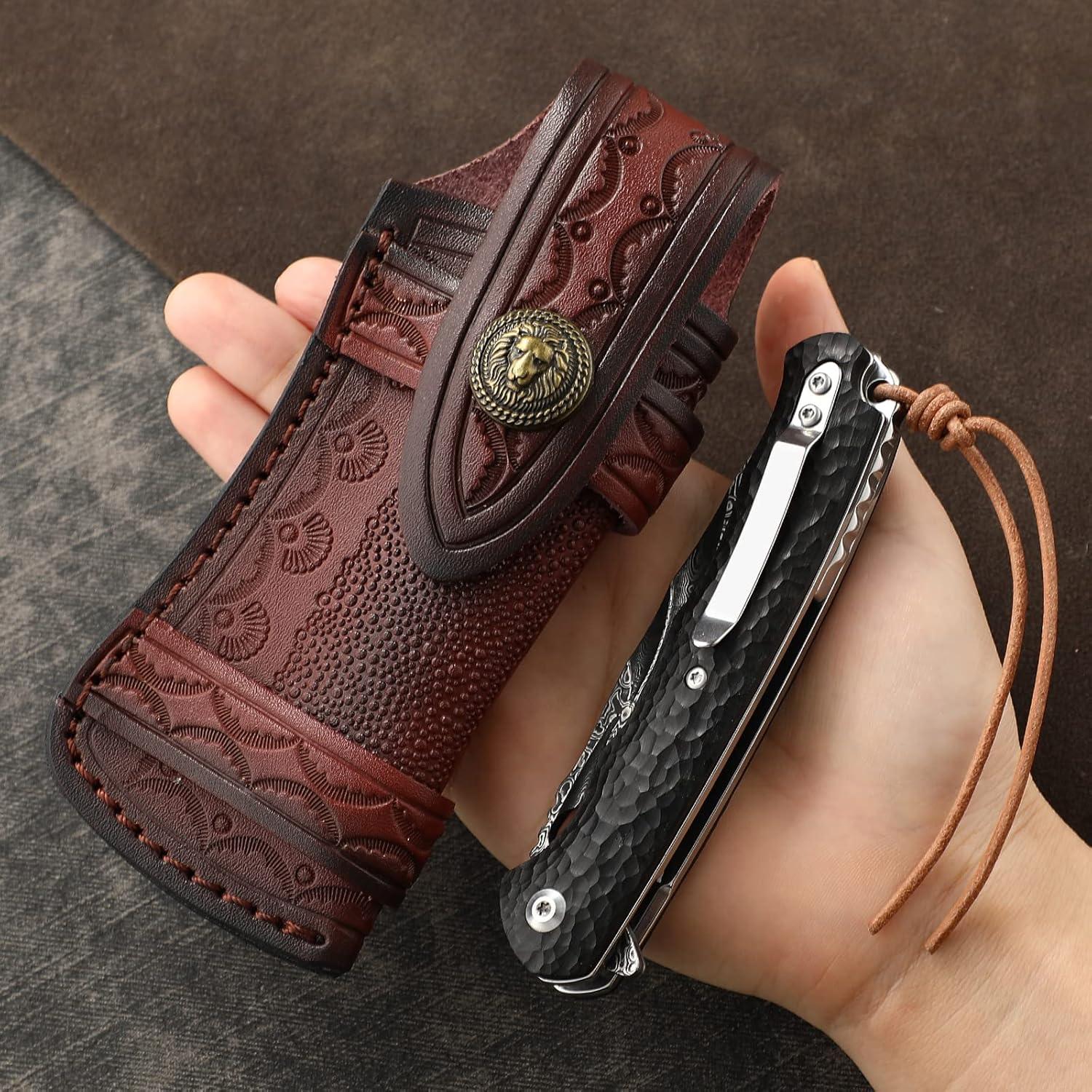 Funda de Cuchillo de Cuero Omesio Grande Marrón 15.4x6.5cm