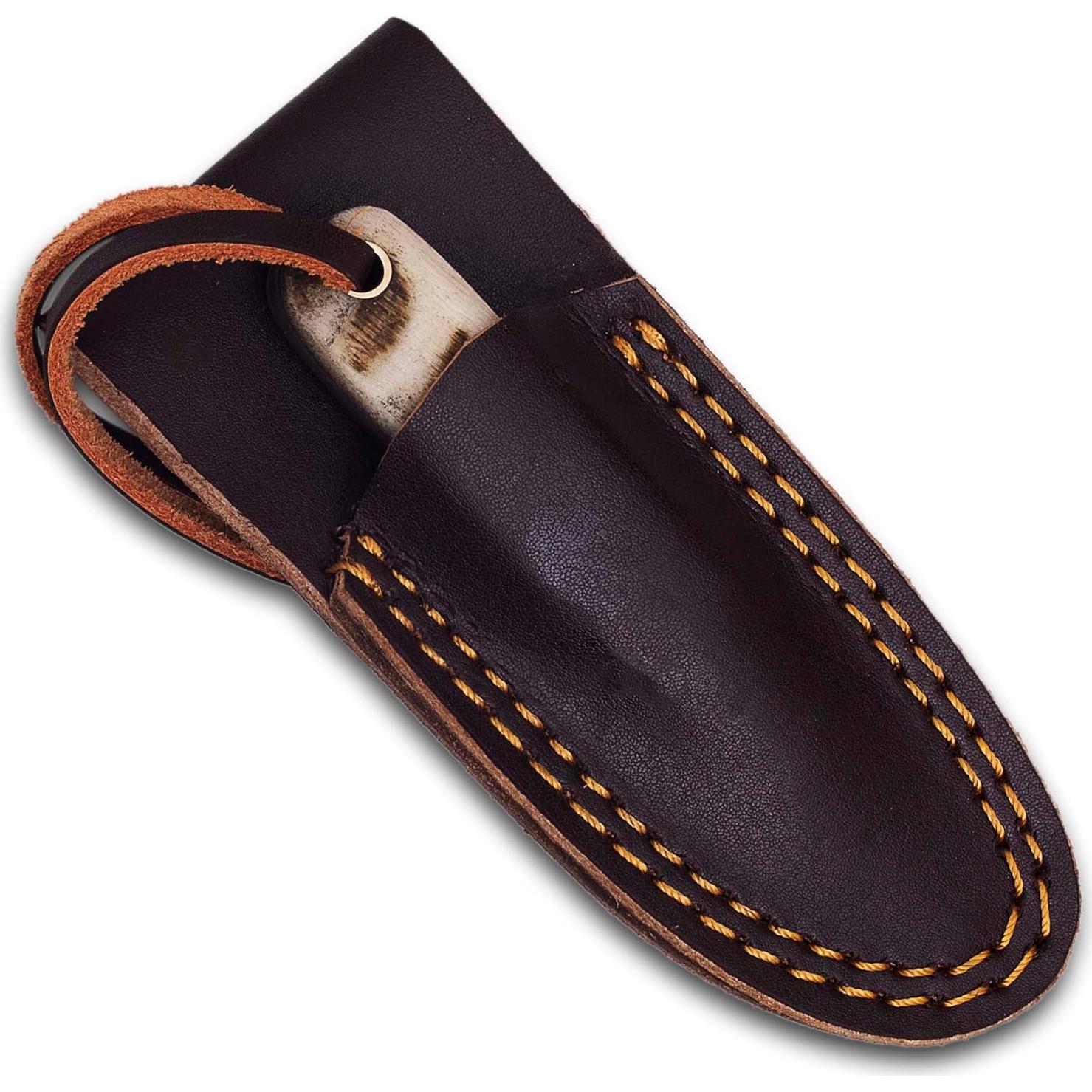 Cuchillo EDC Medieval Supplies Damasco 11.4 cm Cuerno de Carne