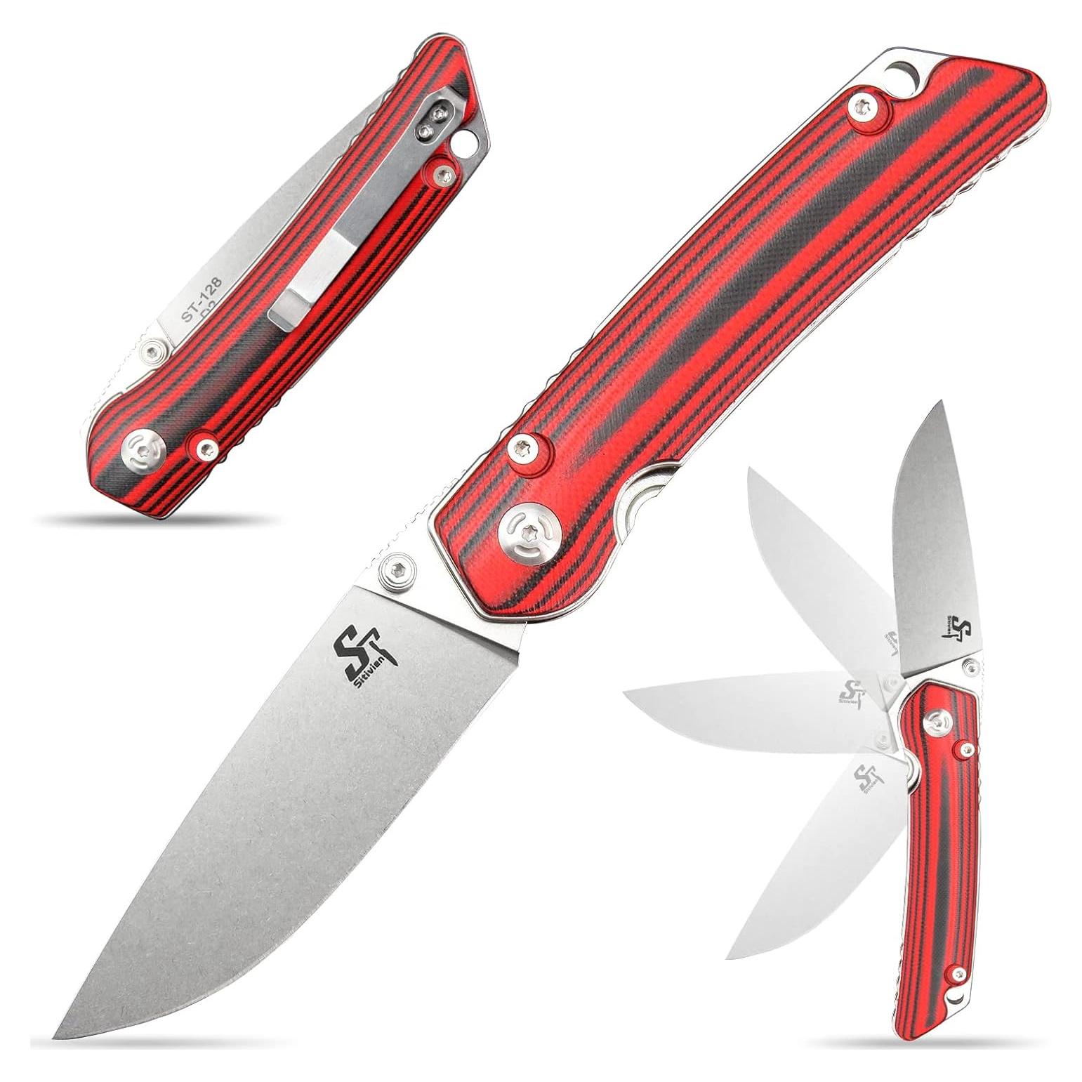 Cuchillo Plegable Sitivien ST128 D2 Mango G10 Rojo 21.9cm