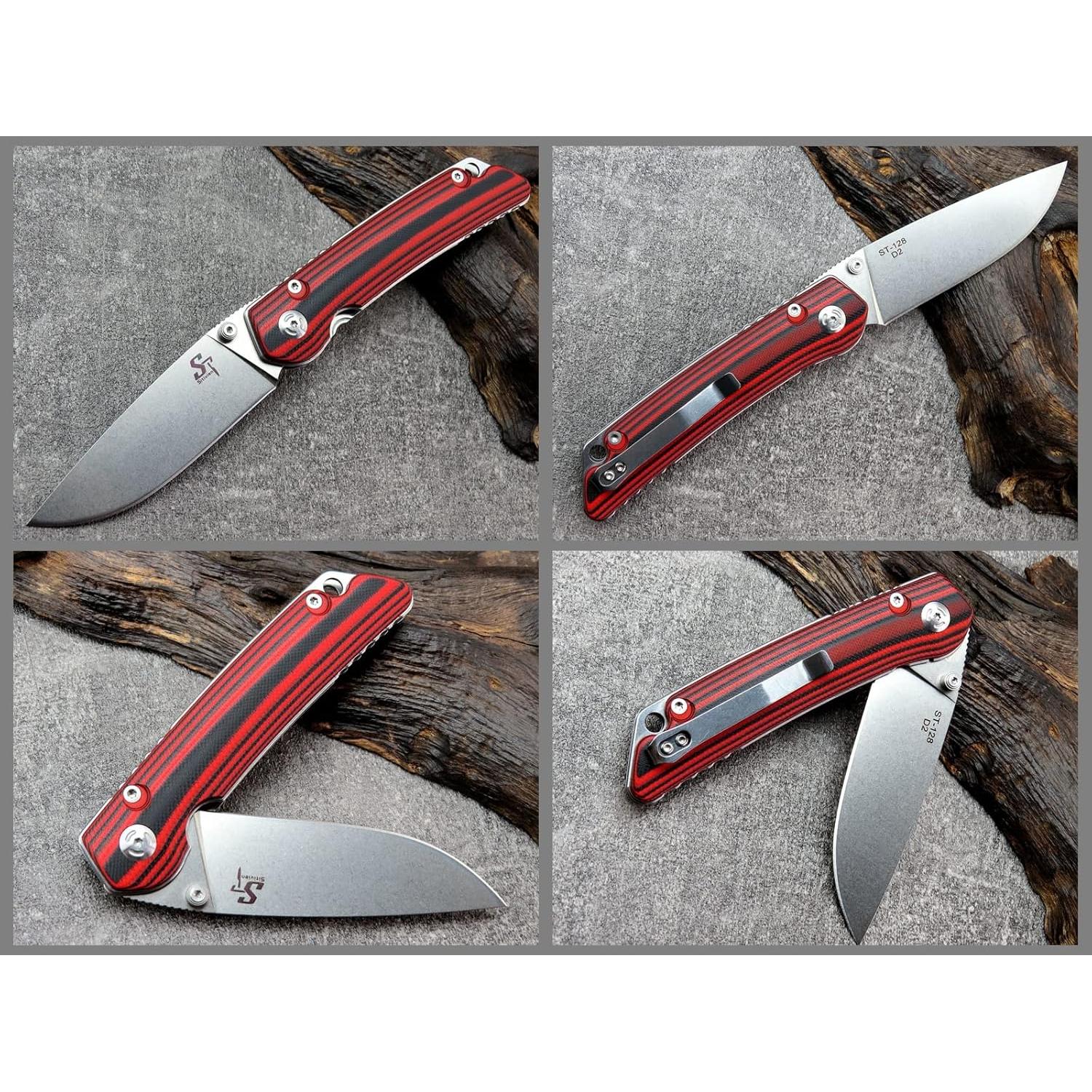 Cuchillo Plegable Sitivien ST128 D2 Mango G10 Rojo 21.9cm