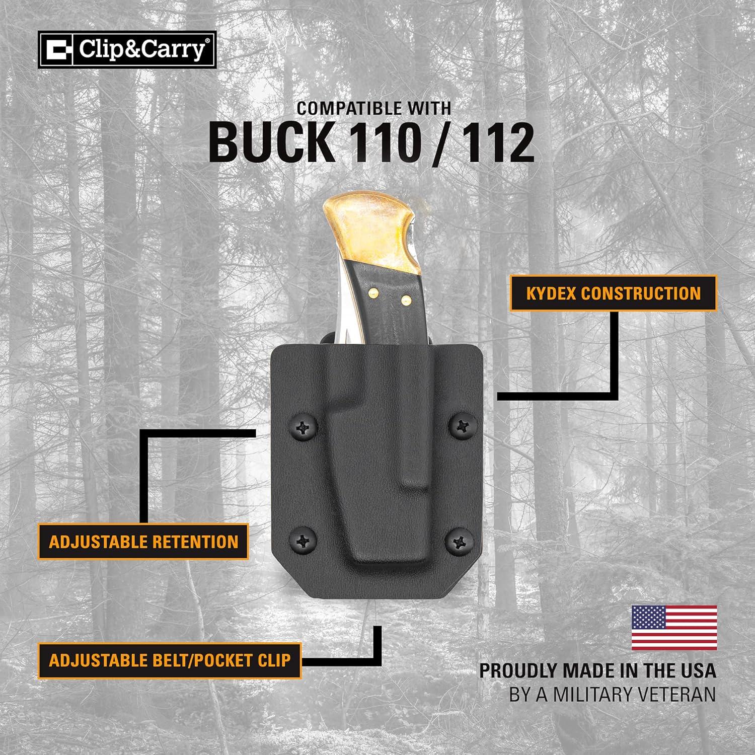 Funda Kydex Clip & Carry para Cuchillo Buck 110/112 - Marrón