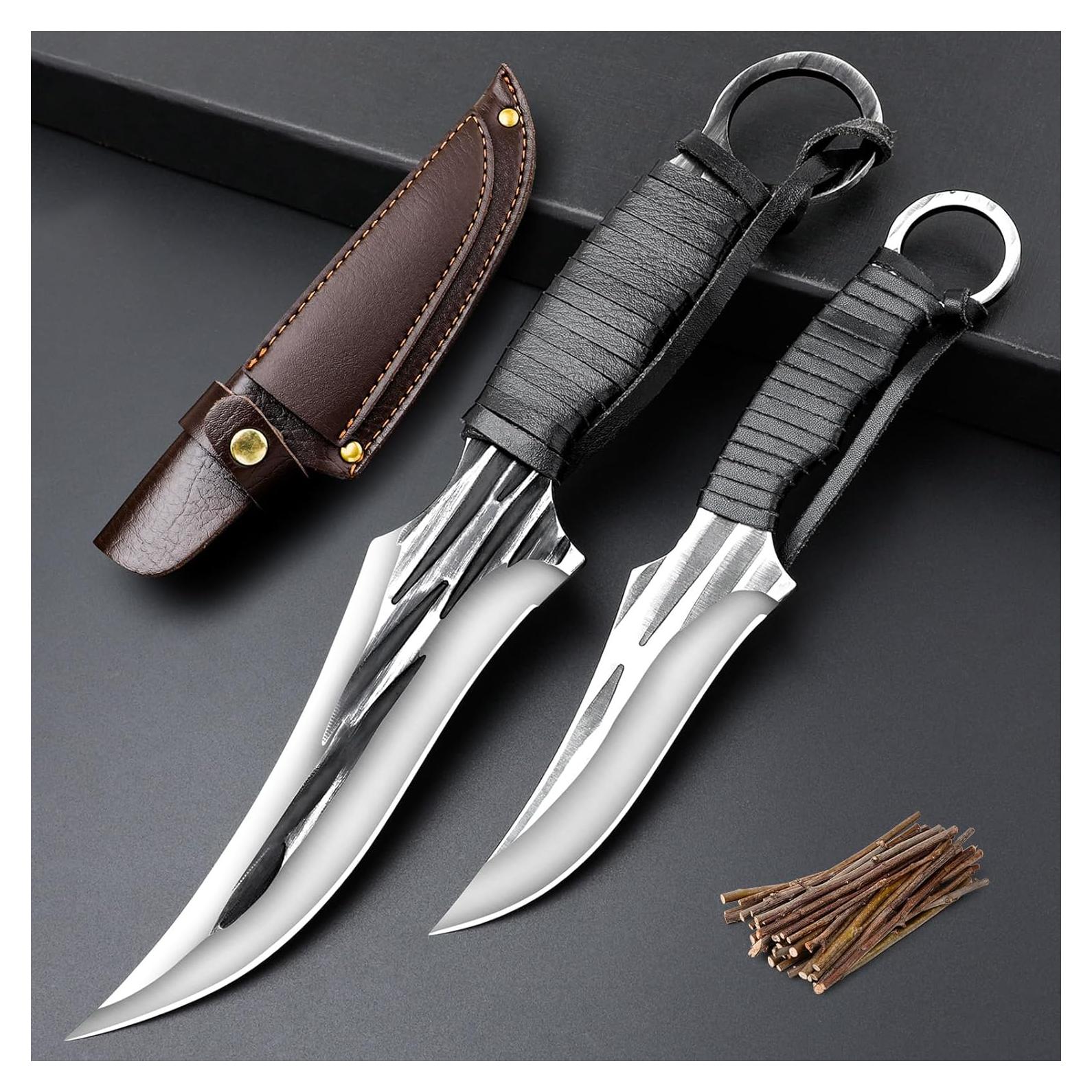 Juego de cuchillos tácticos Veisky 2 piezas con funda camping