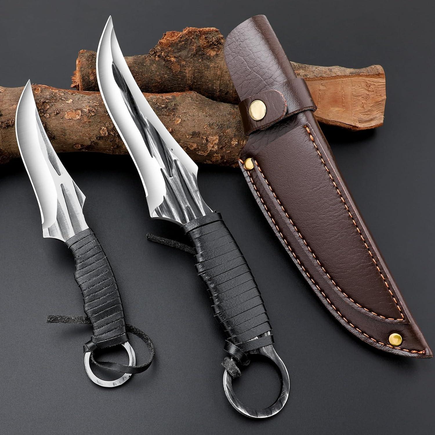 Juego de cuchillos tácticos Veisky 2 piezas con funda camping