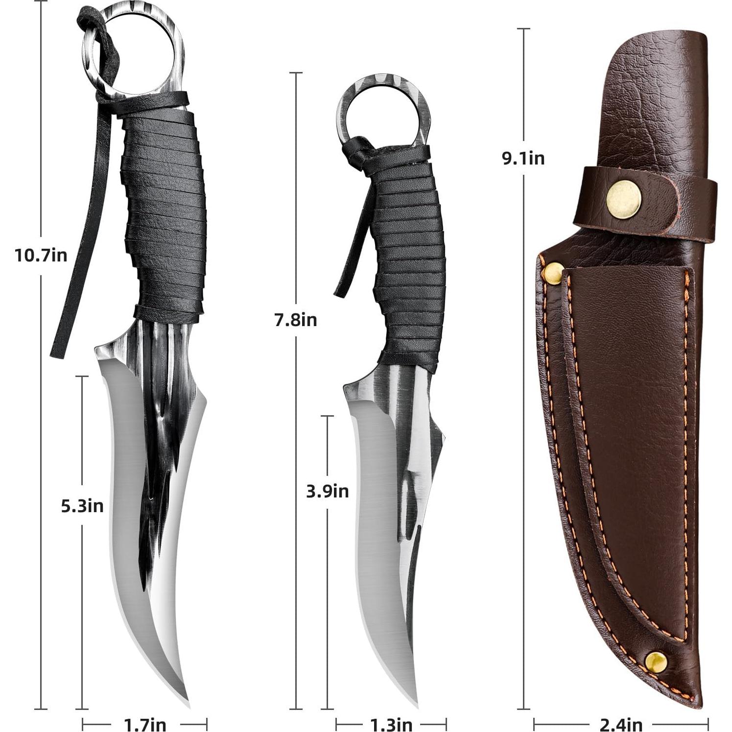 Juego de cuchillos tácticos Veisky 2 piezas con funda camping