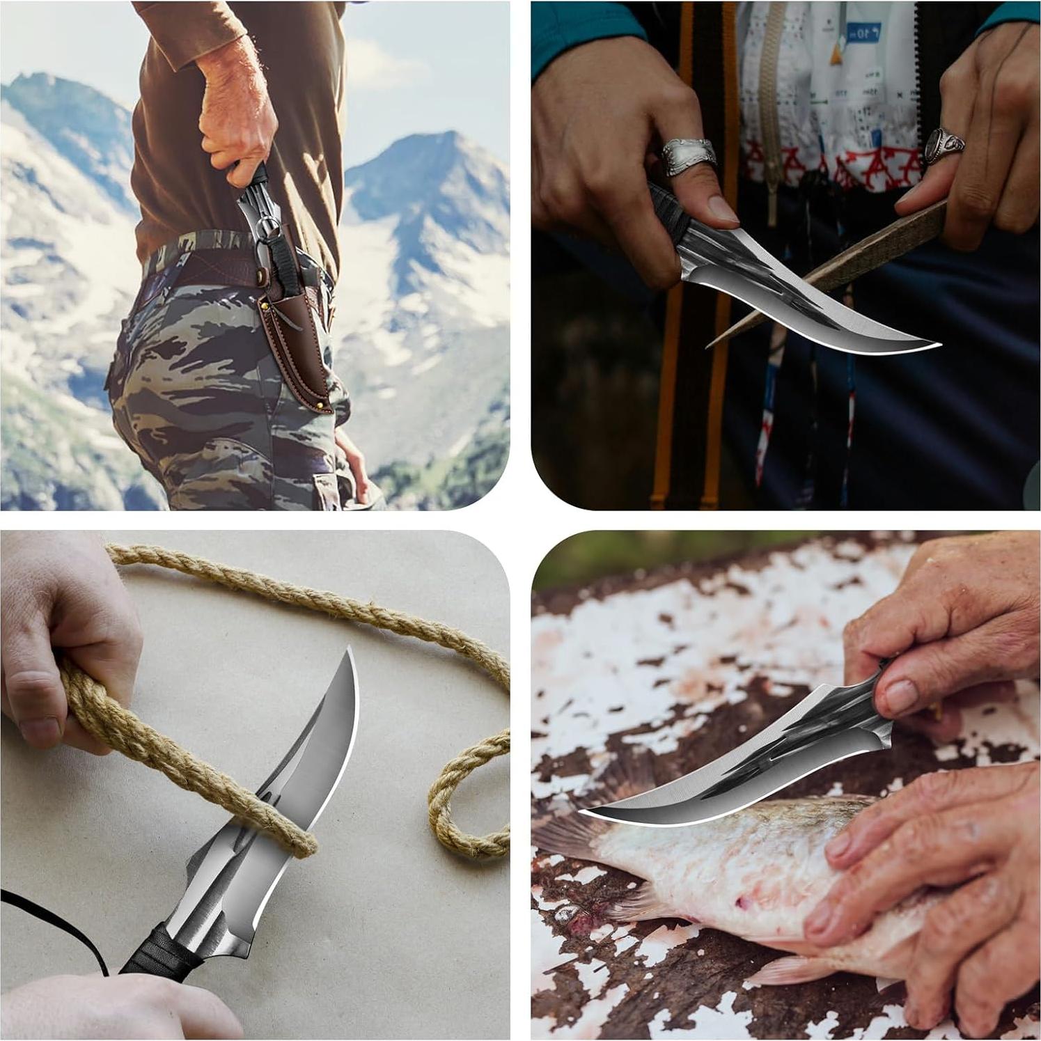 Juego de cuchillos tácticos Veisky 2 piezas con funda camping