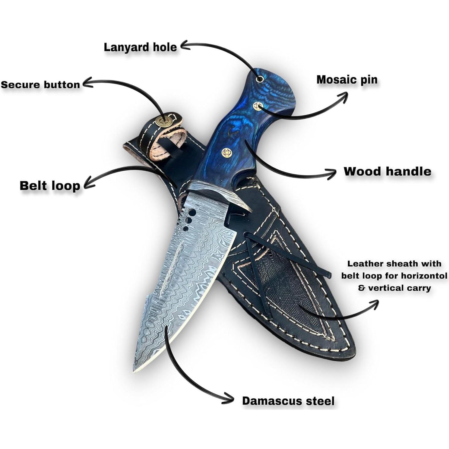 Cuchillo de Caza FAIQENTERPRICE Buck Hunter Damasco 25.4 cm